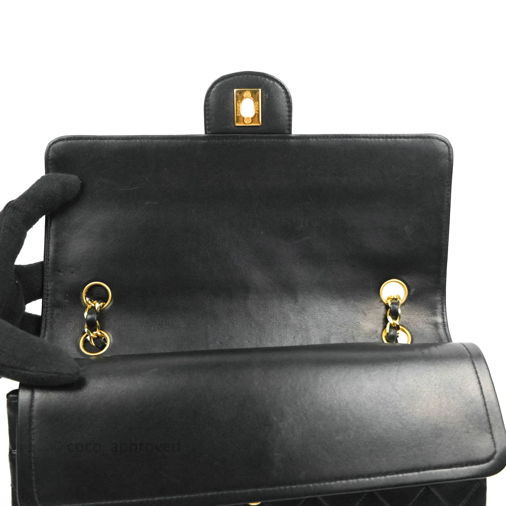 Chanel Classic Double Flap Vintage Black Lambskin 24K Gold Hardware