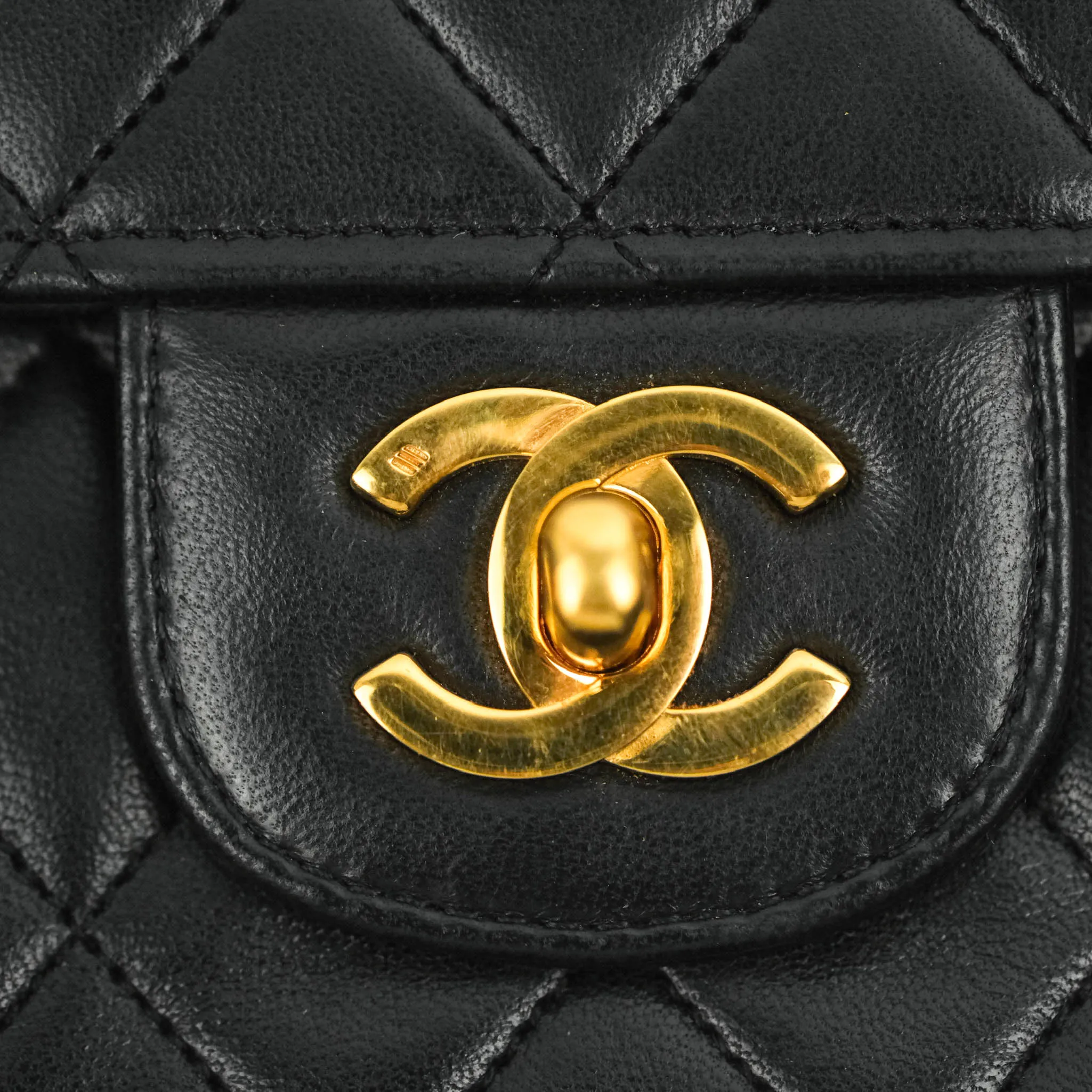 Chanel Classic Double Flap Vintage Black Lambskin 24K Gold Hardware