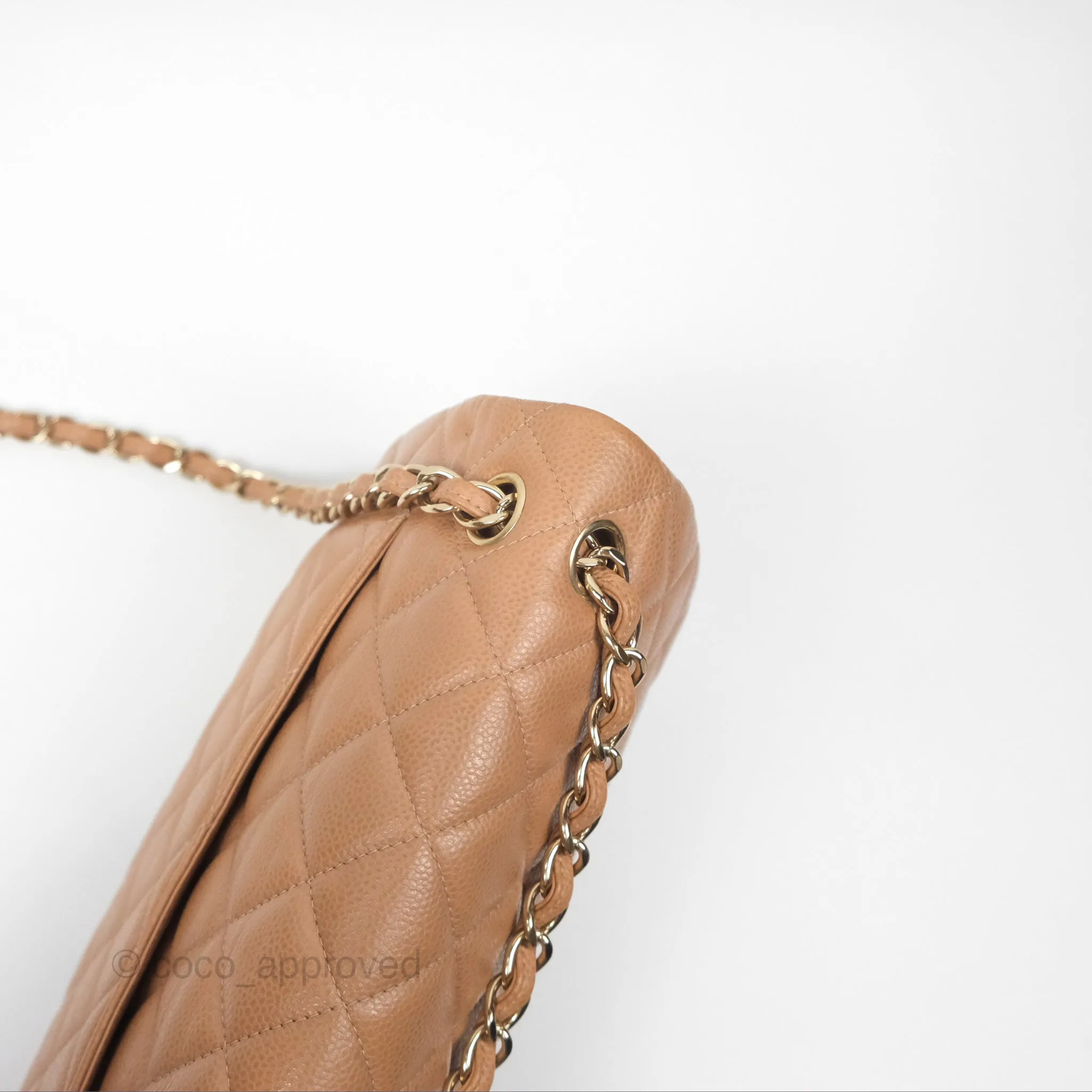 Chanel Classic Jumbo Double Flap Dark Beige Caviar Gold Hardware⁣⁣ 18S