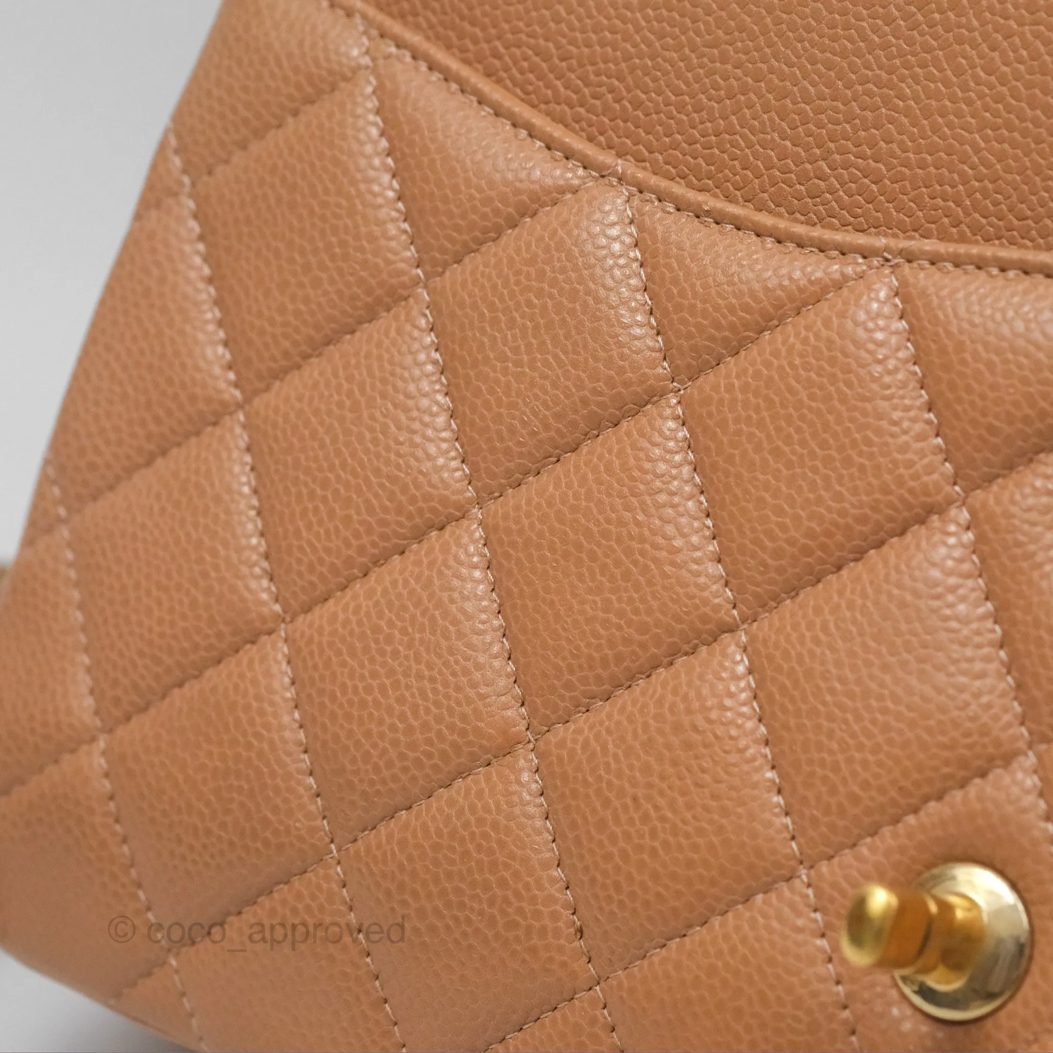 Chanel Classic Jumbo Double Flap Dark Beige Caviar Gold Hardware⁣⁣ 18S