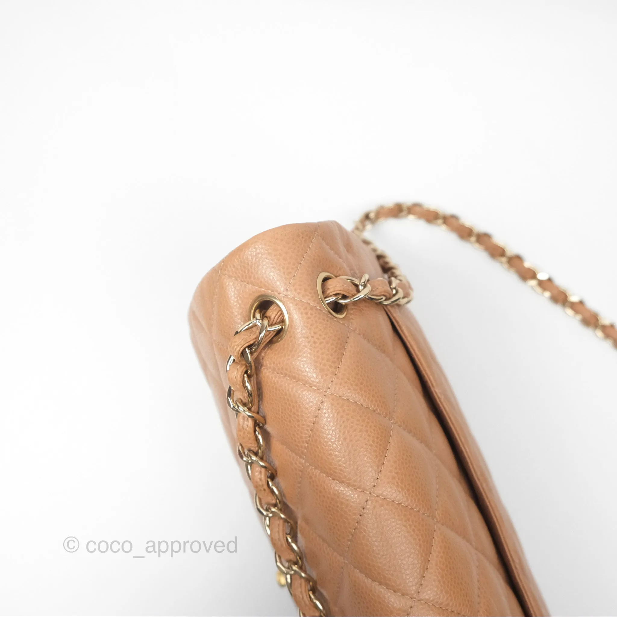 Chanel Classic Jumbo Double Flap Dark Beige Caviar Gold Hardware⁣⁣ 18S