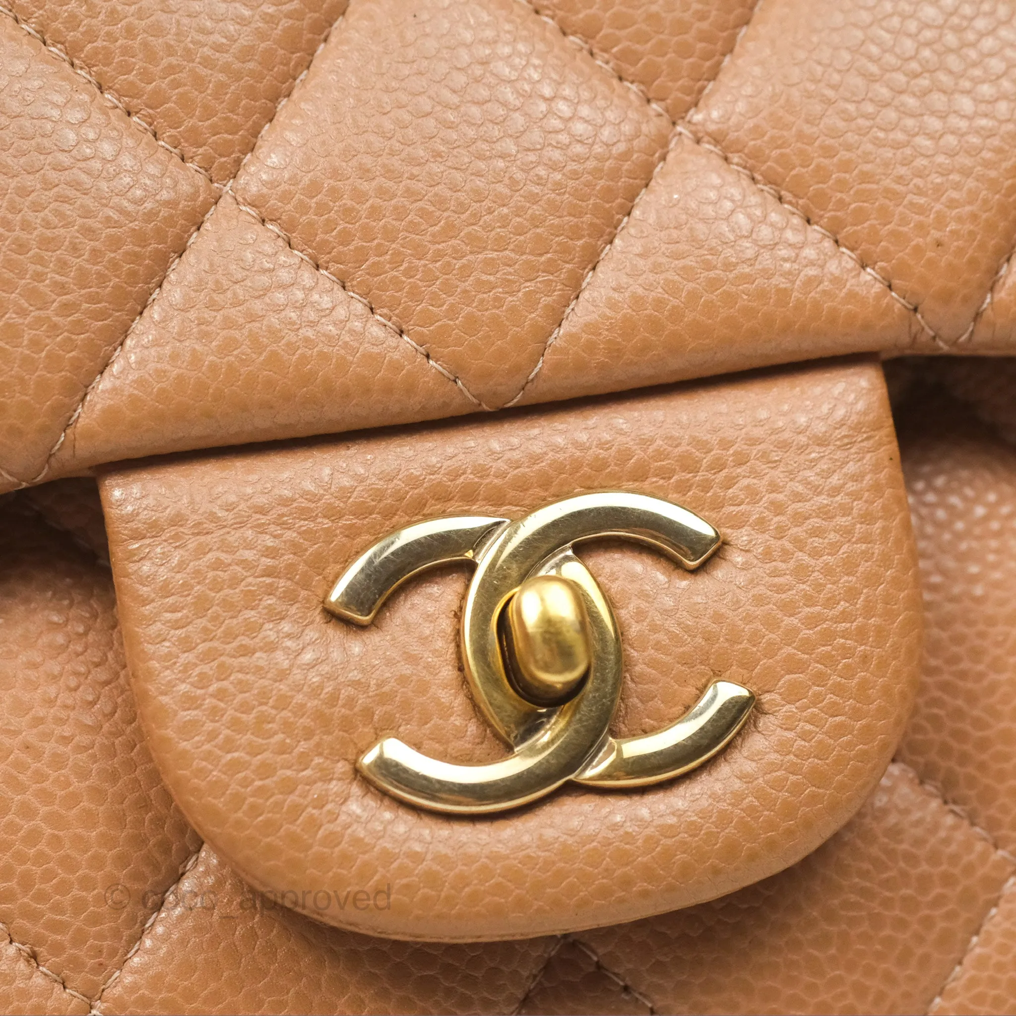 Chanel Classic Jumbo Double Flap Dark Beige Caviar Gold Hardware⁣⁣ 18S