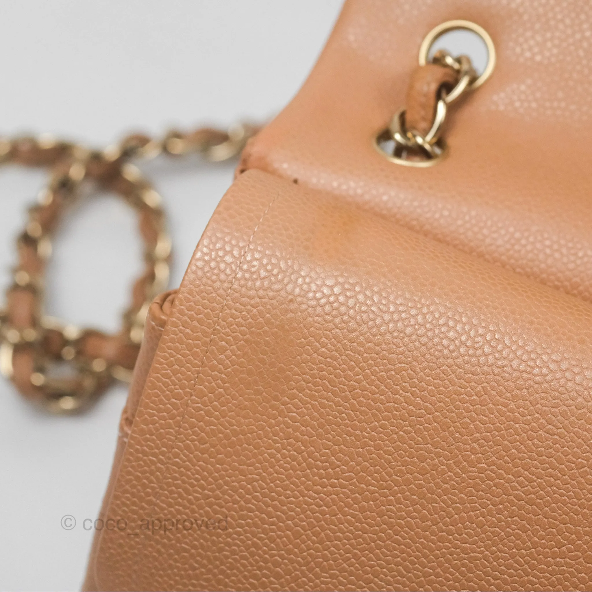 Chanel Classic Jumbo Double Flap Dark Beige Caviar Gold Hardware⁣⁣ 18S