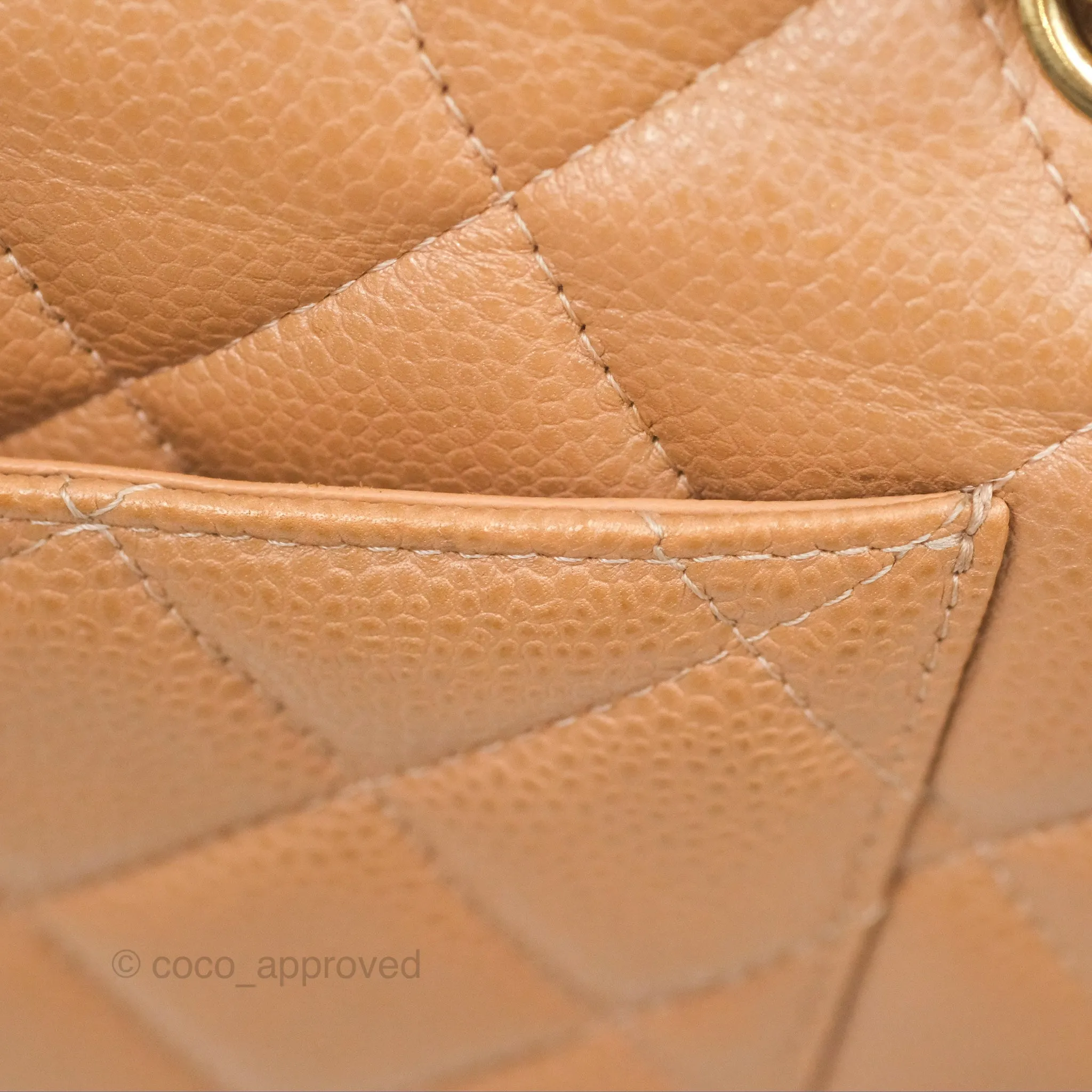 Chanel Classic Jumbo Double Flap Dark Beige Caviar Gold Hardware⁣⁣ 18S