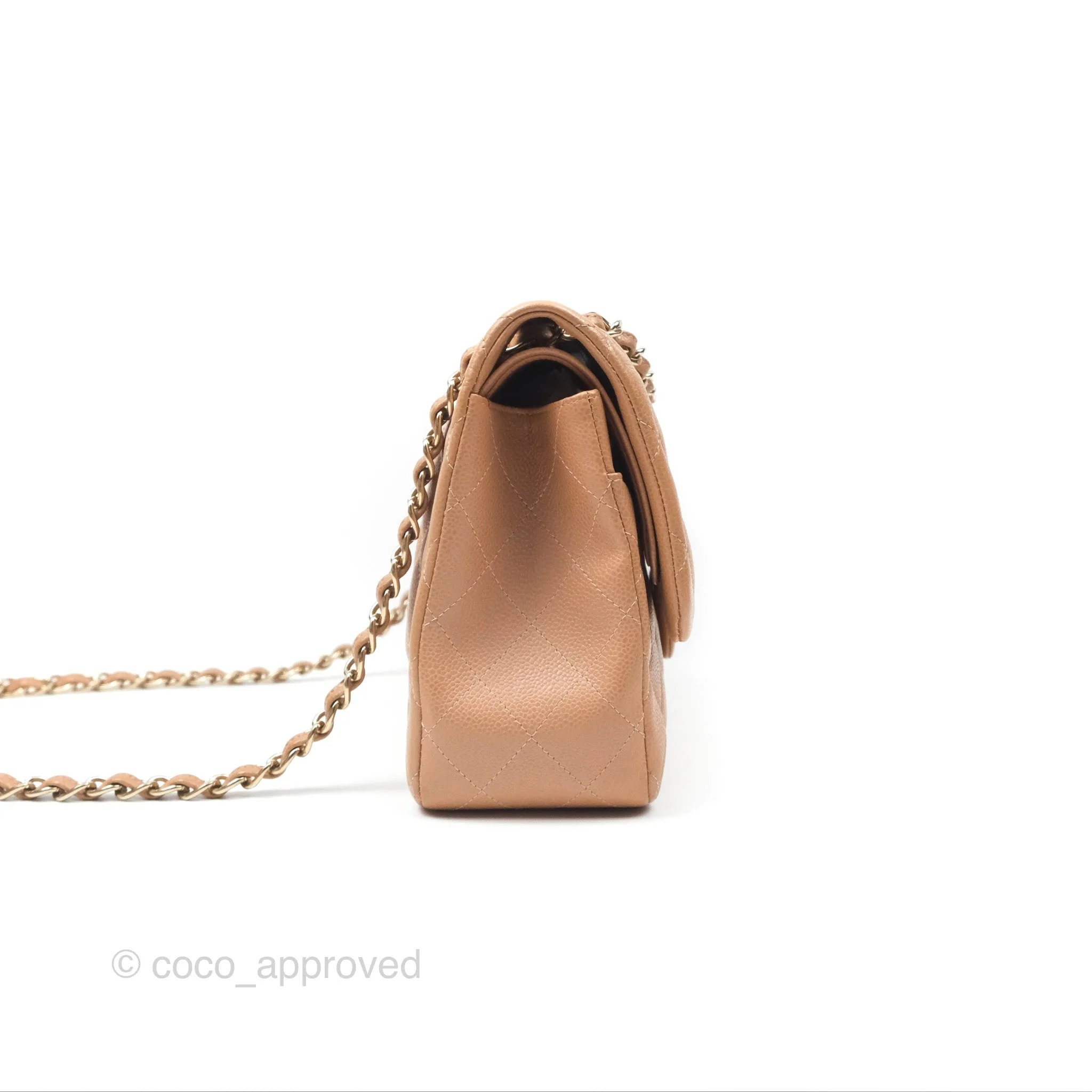 Chanel Classic Jumbo Double Flap Dark Beige Caviar Gold Hardware⁣⁣ 18S
