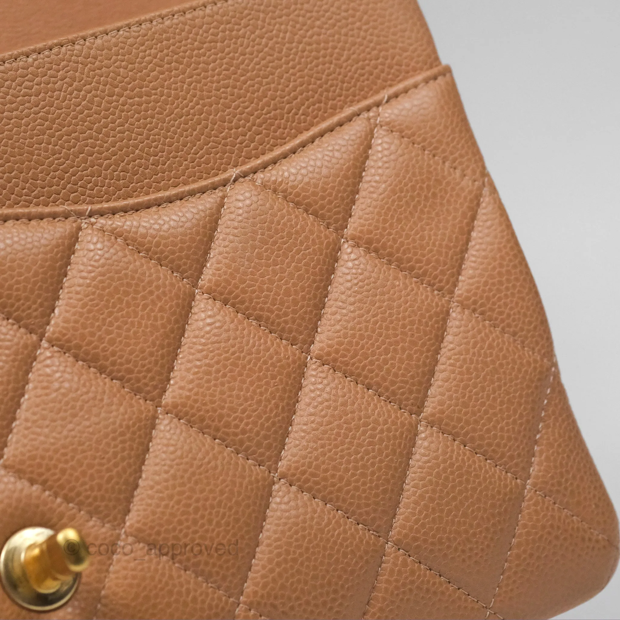 Chanel Classic Jumbo Double Flap Dark Beige Caviar Gold Hardware⁣⁣ 18S