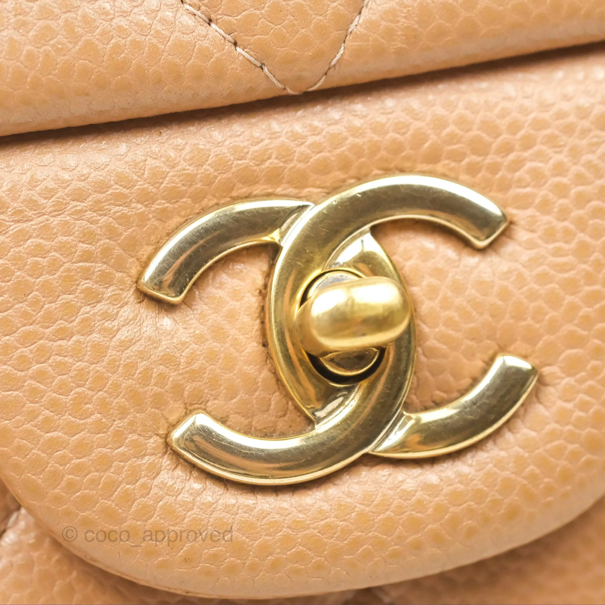 Chanel Classic Jumbo Double Flap Dark Beige Caviar Gold Hardware⁣⁣ 18S