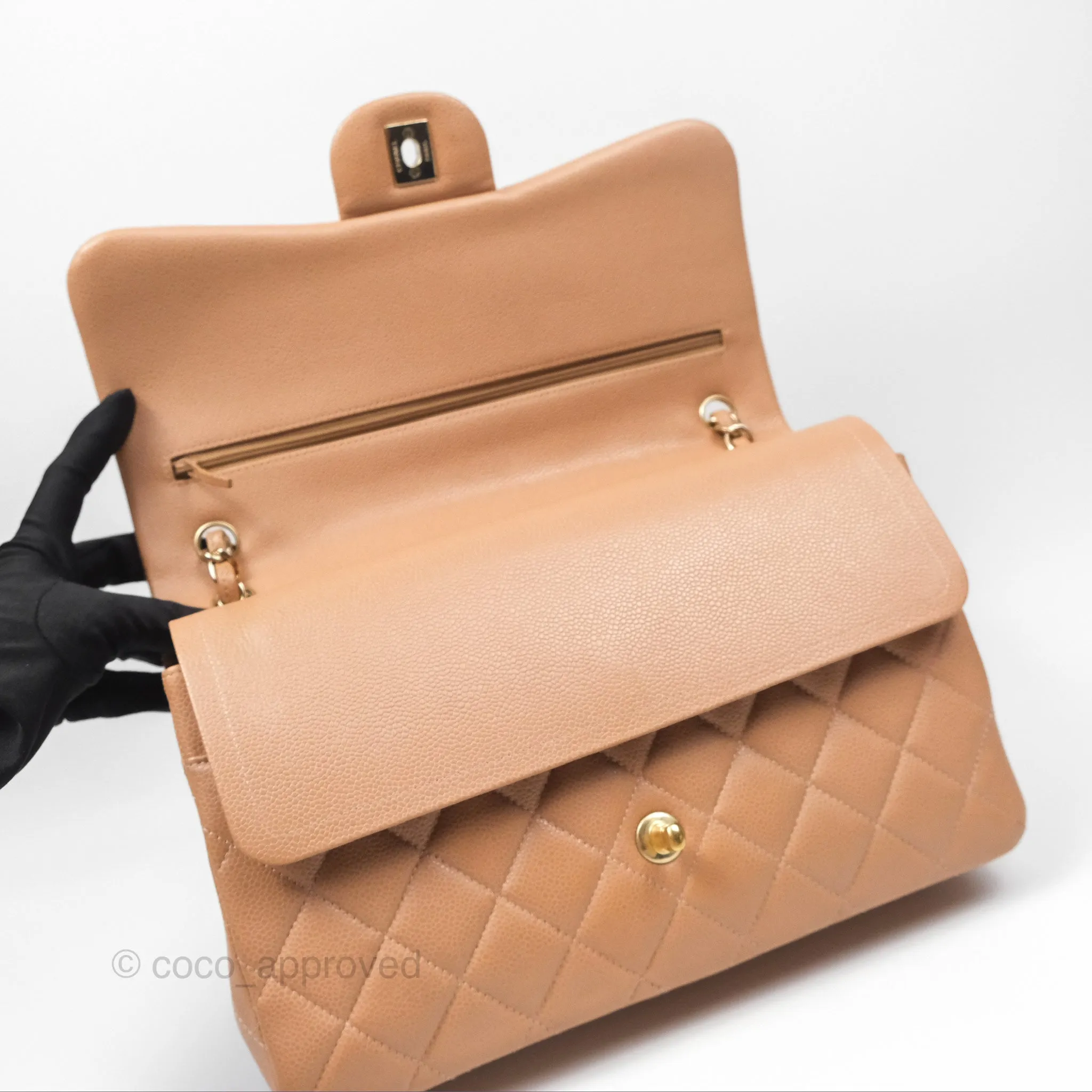 Chanel Classic Jumbo Double Flap Dark Beige Caviar Gold Hardware⁣⁣ 18S