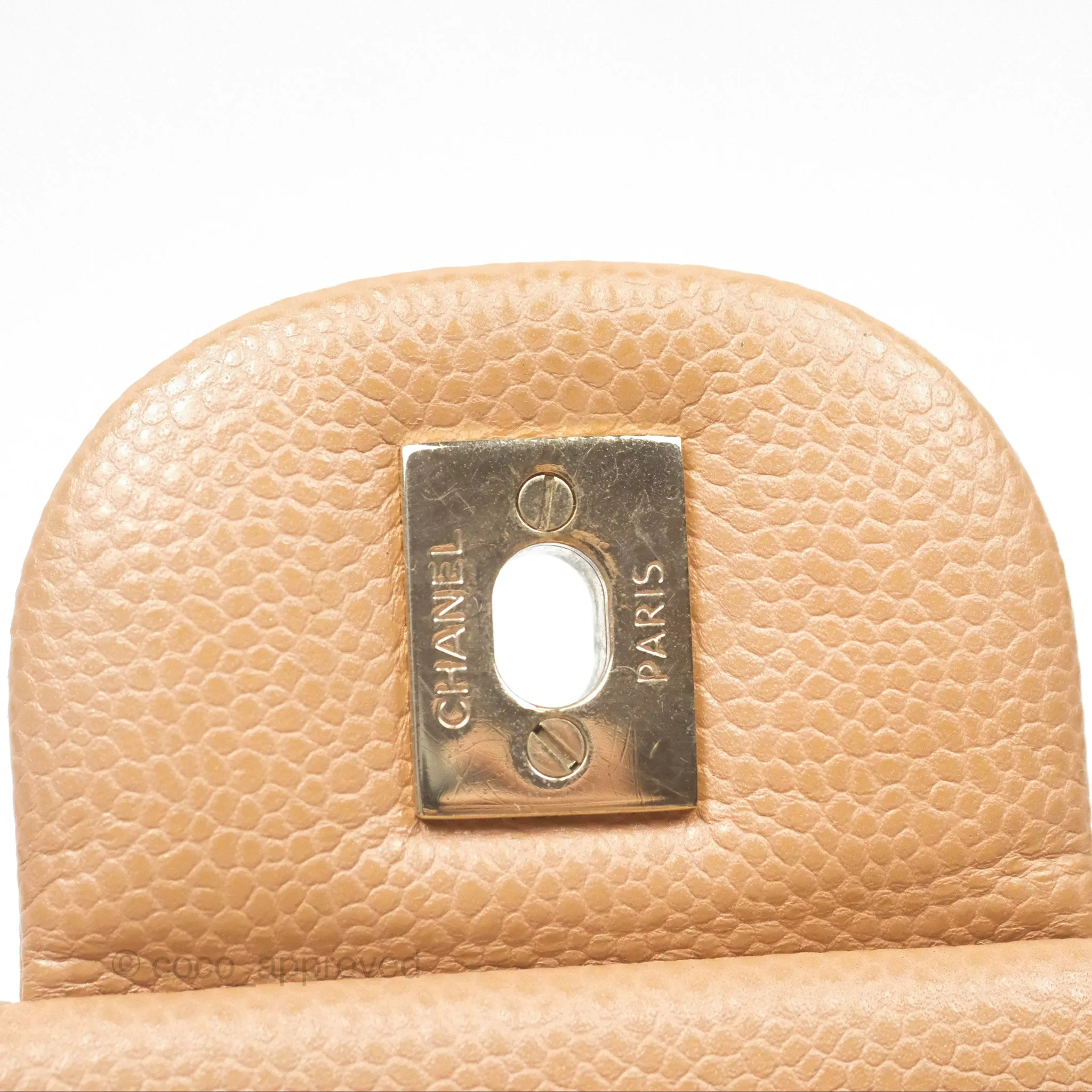Chanel Classic Jumbo Double Flap Dark Beige Caviar Gold Hardware⁣⁣ 18S