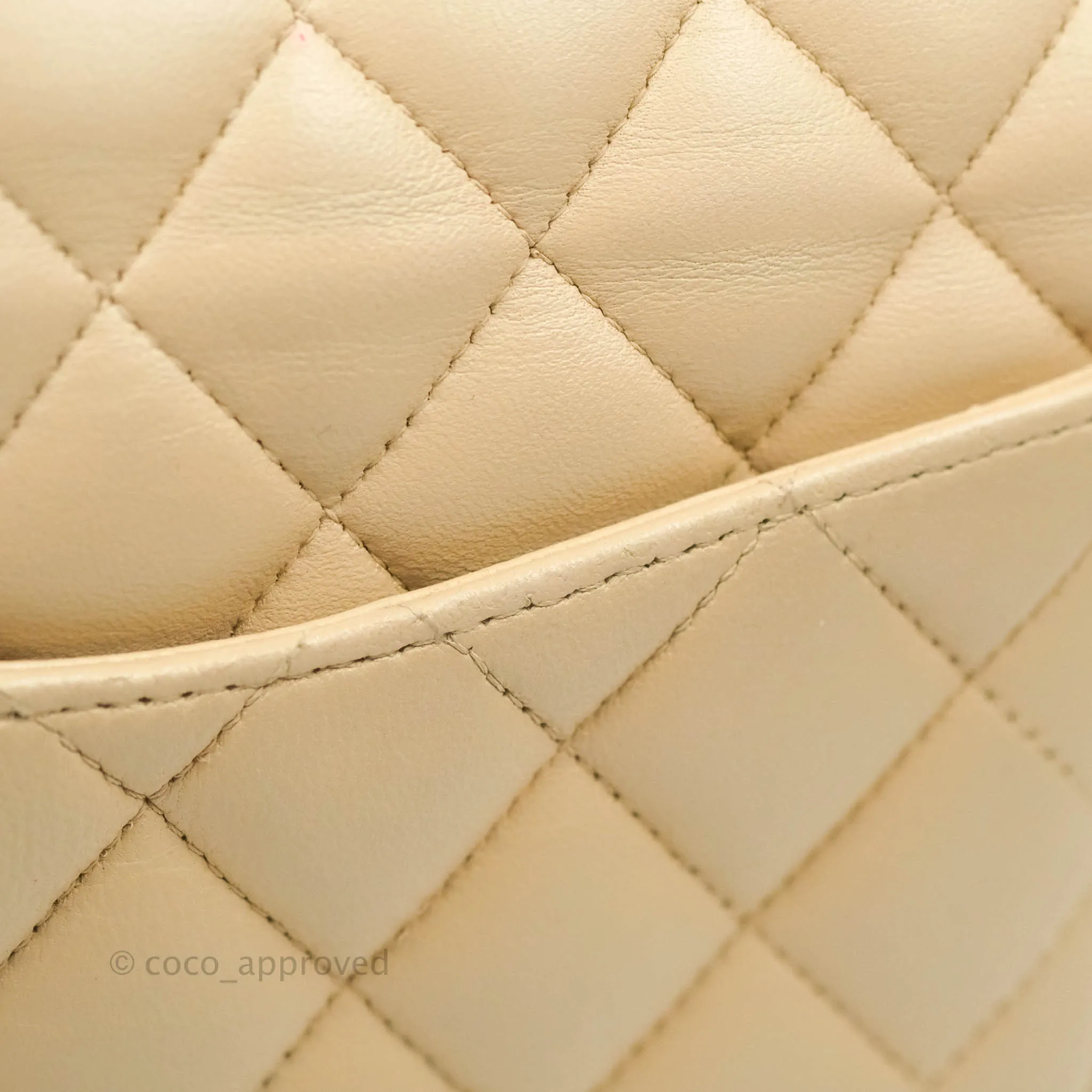 Chanel Classic Medium Flap Quilted Beige Lambskin Gold Hardware