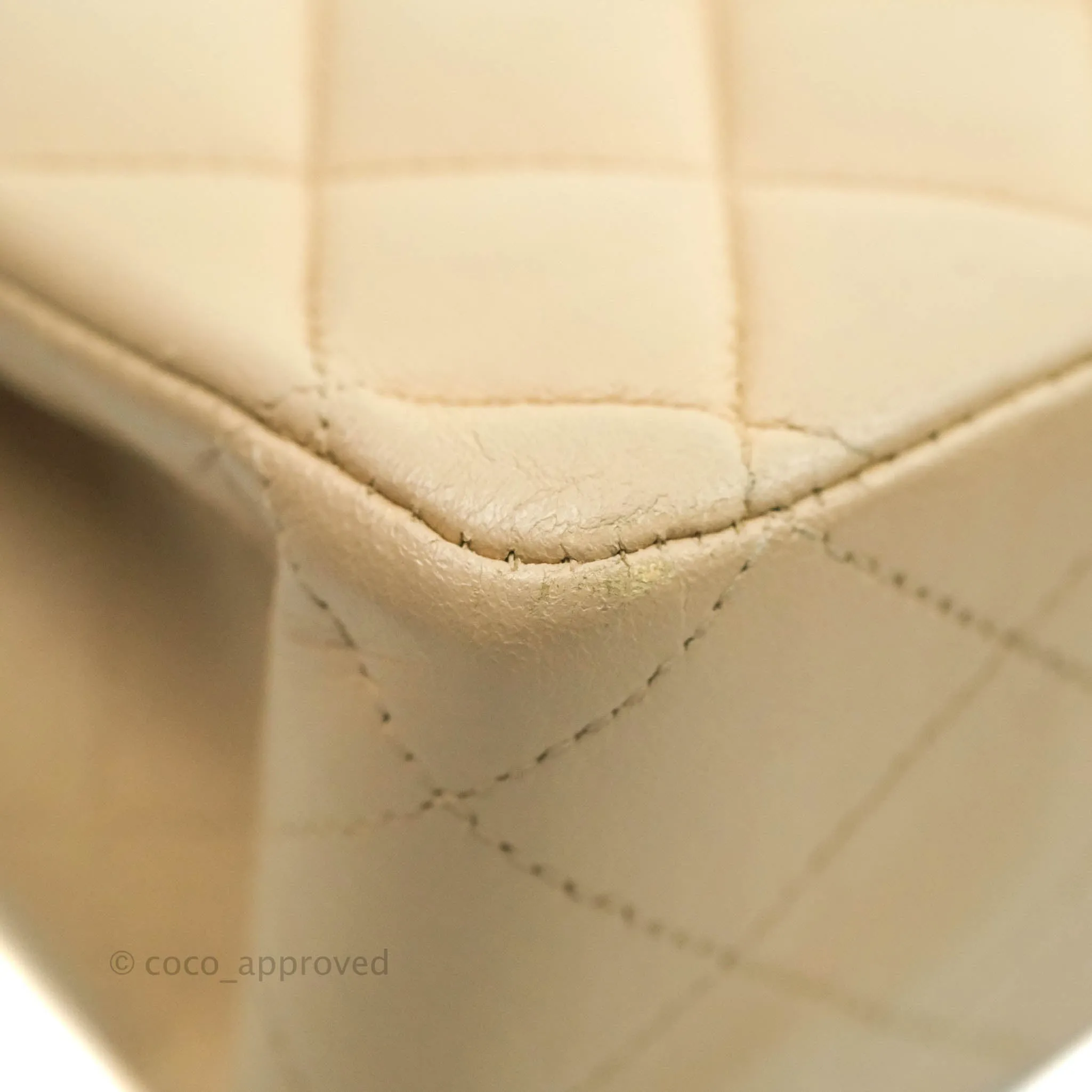 Chanel Classic Medium Flap Quilted Beige Lambskin Gold Hardware