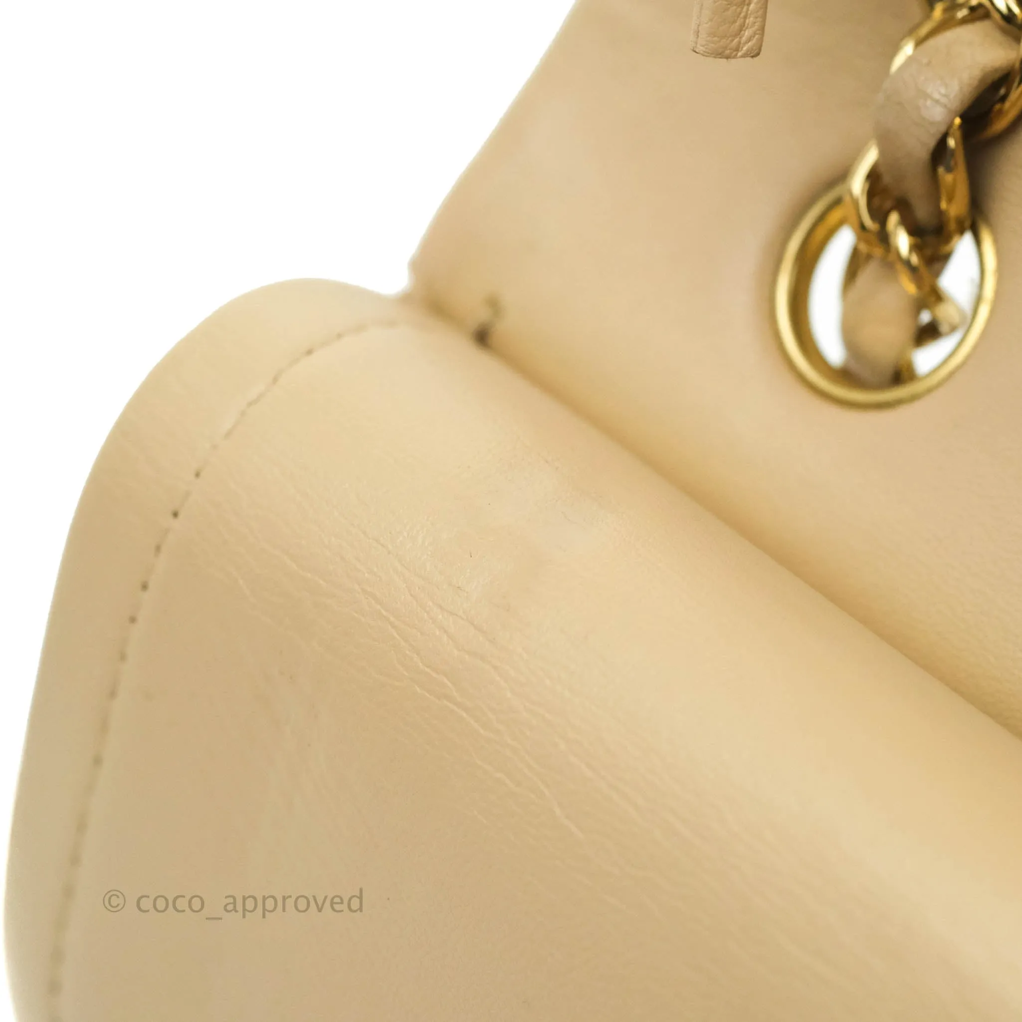 Chanel Classic Medium Flap Quilted Beige Lambskin Gold Hardware