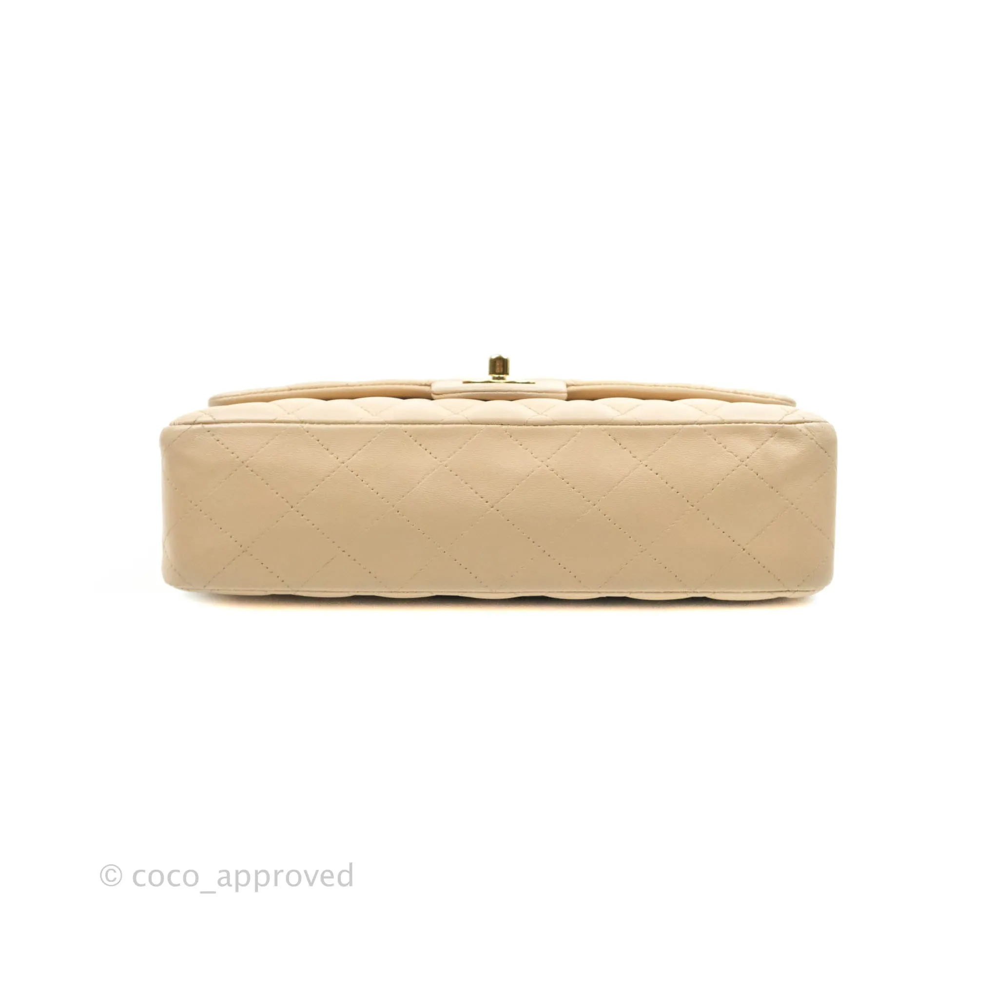 Chanel Classic Medium Flap Quilted Beige Lambskin Gold Hardware