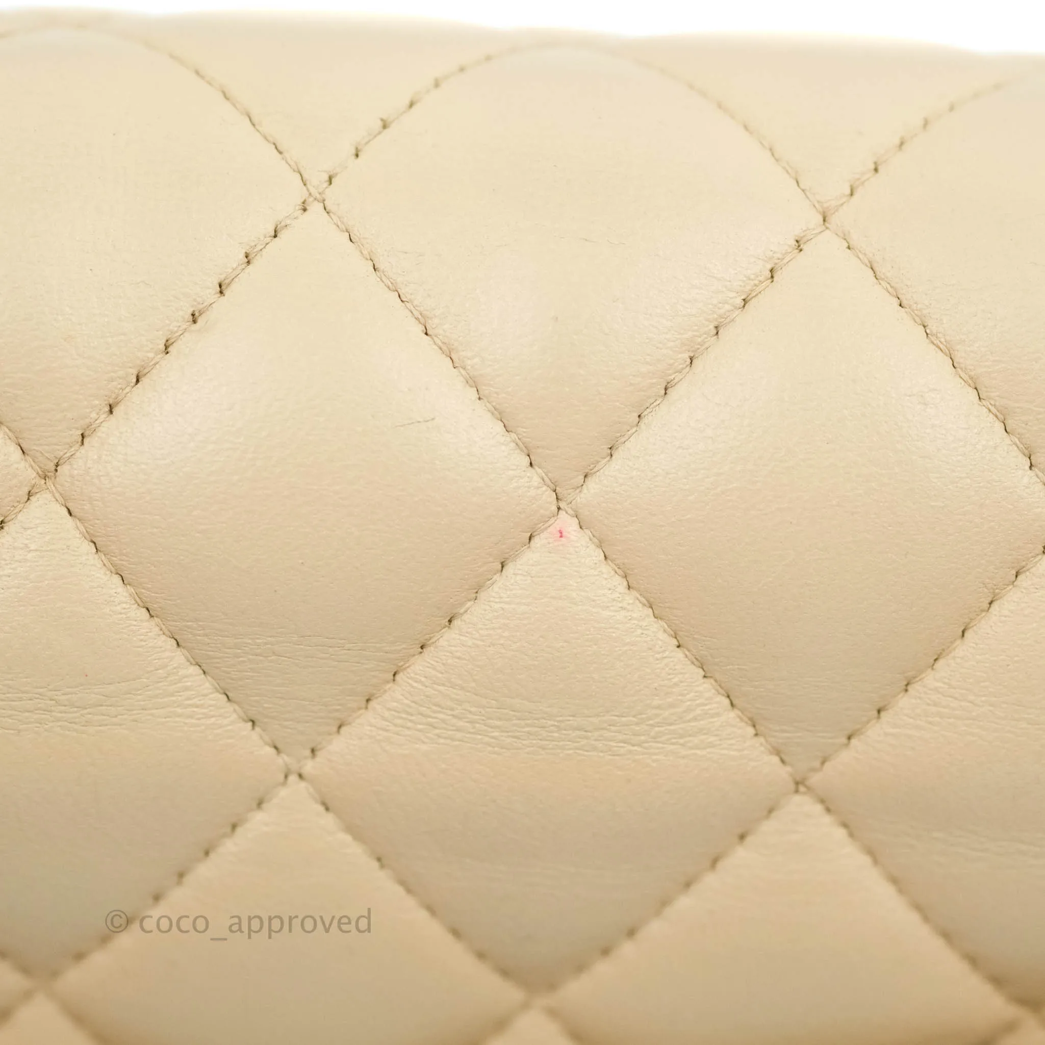 Chanel Classic Medium Flap Quilted Beige Lambskin Gold Hardware