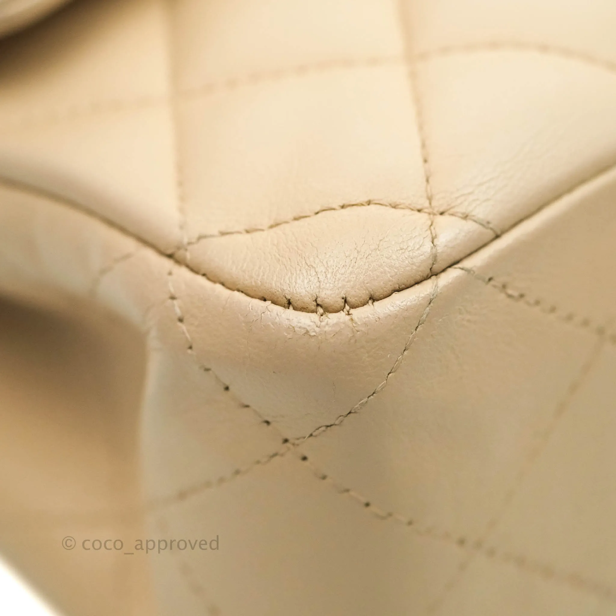 Chanel Classic Medium Flap Quilted Beige Lambskin Gold Hardware