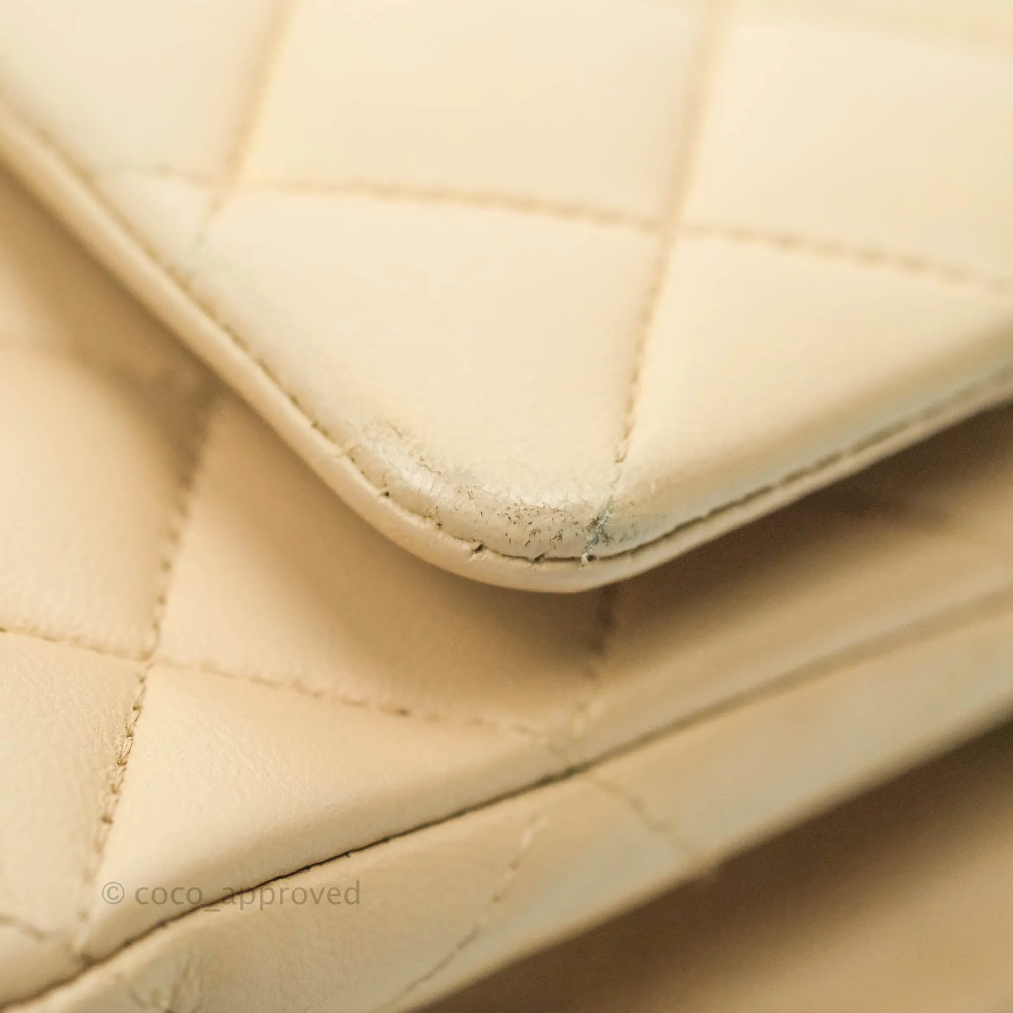 Chanel Classic Medium Flap Quilted Beige Lambskin Gold Hardware