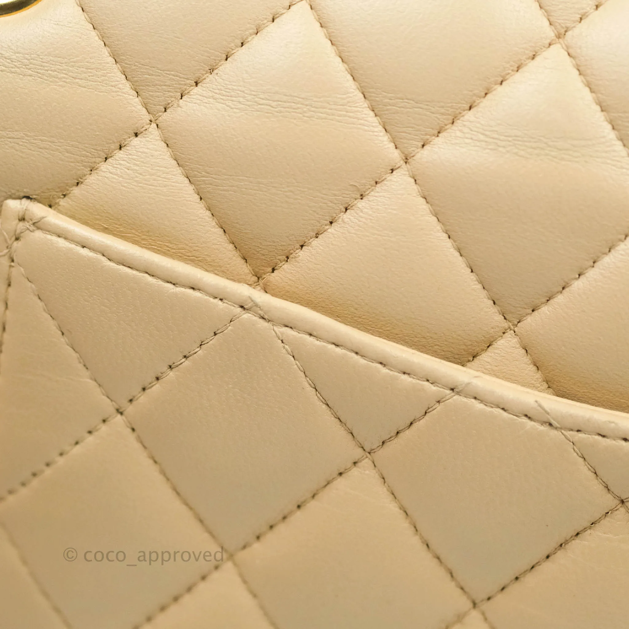 Chanel Classic Medium Flap Quilted Beige Lambskin Gold Hardware