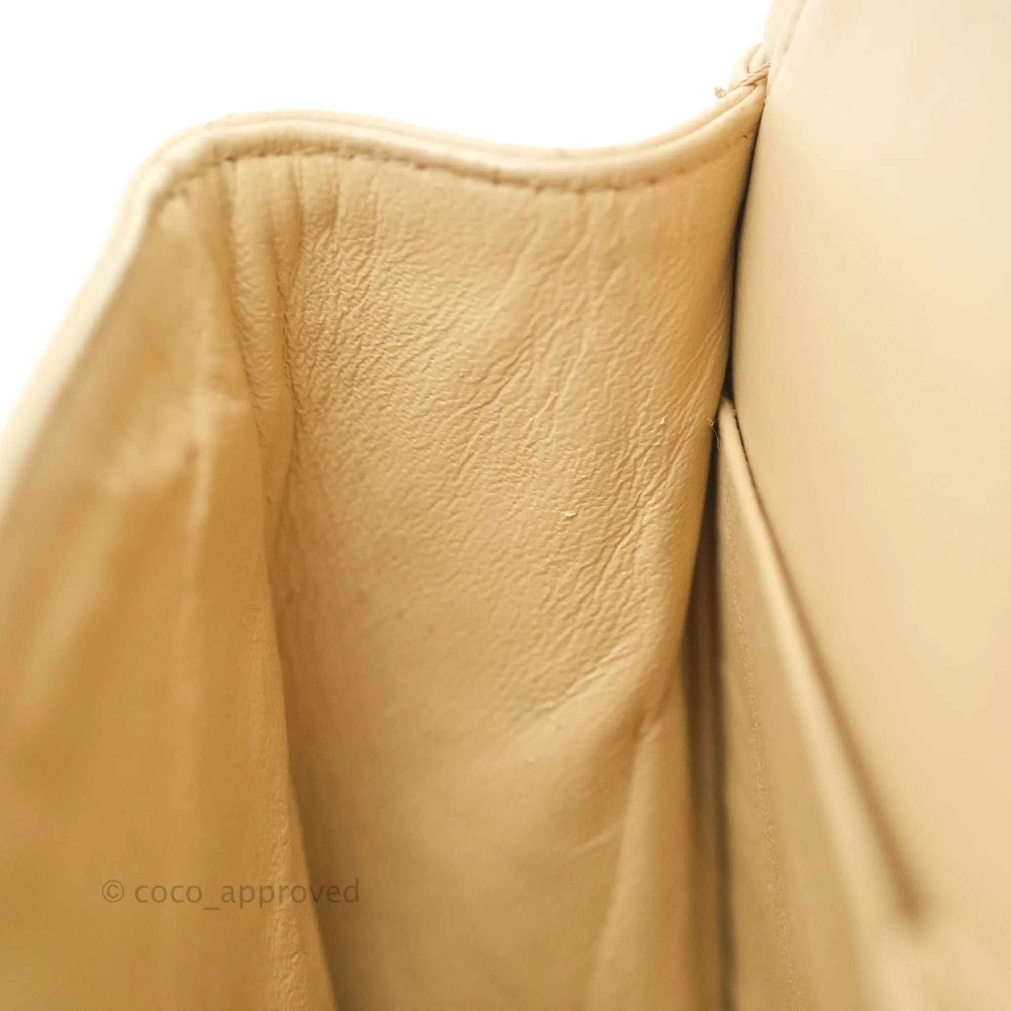Chanel Classic Medium Flap Quilted Beige Lambskin Gold Hardware