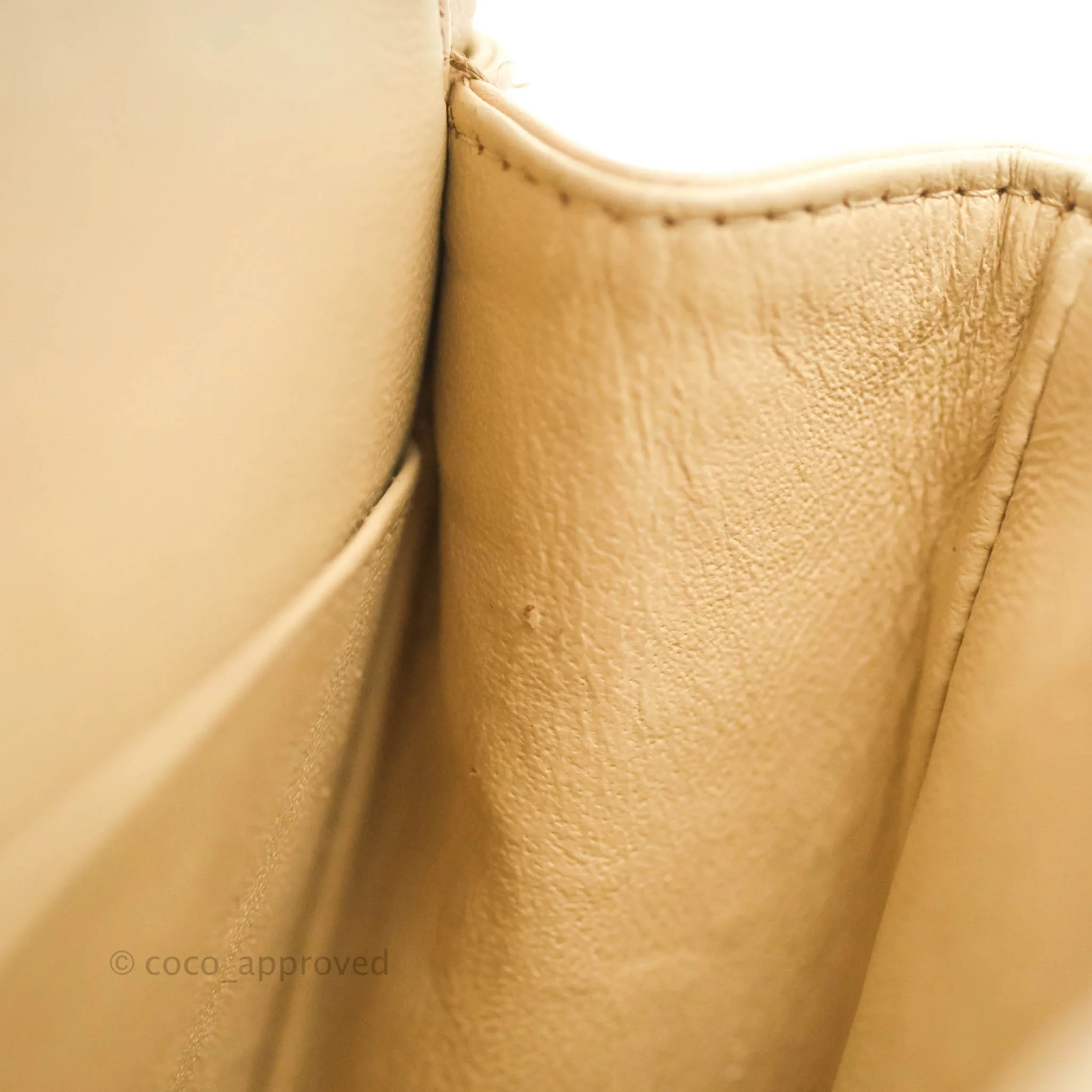 Chanel Classic Medium Flap Quilted Beige Lambskin Gold Hardware