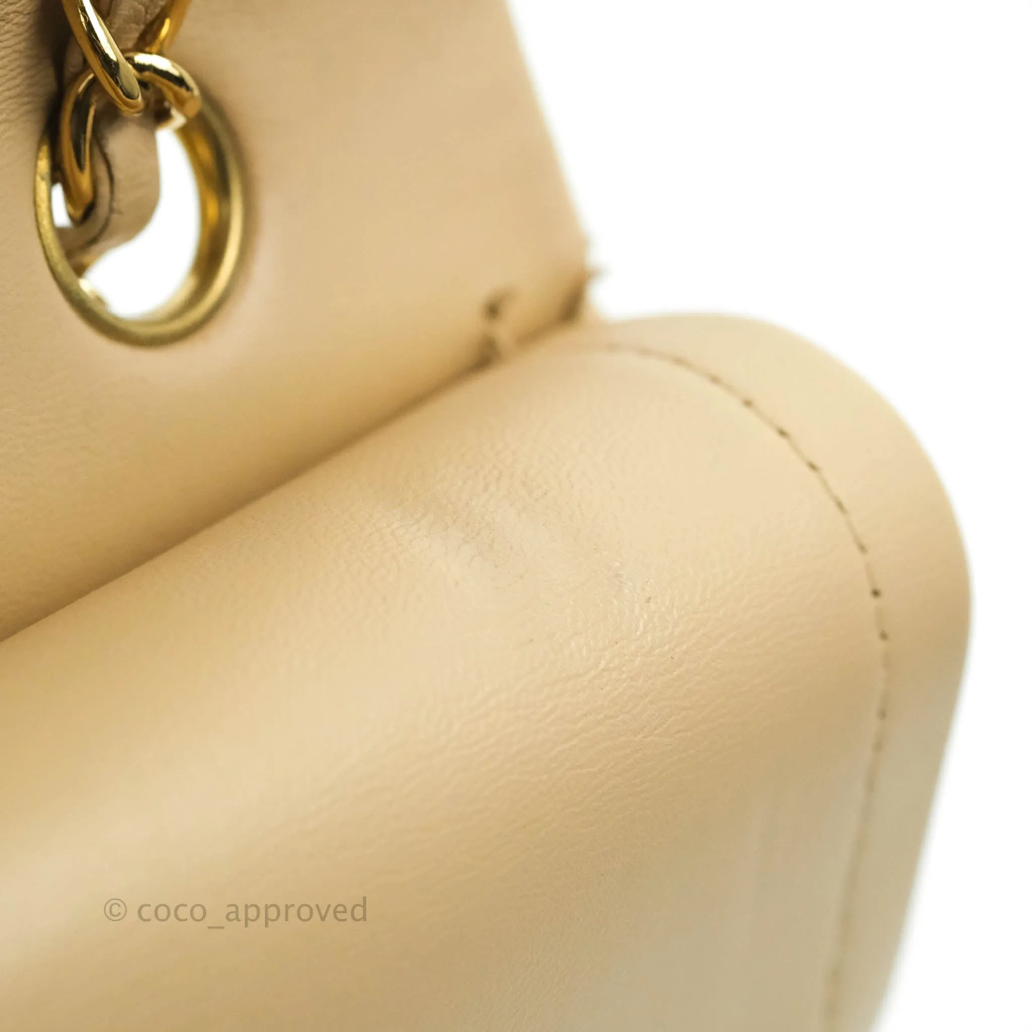 Chanel Classic Medium Flap Quilted Beige Lambskin Gold Hardware