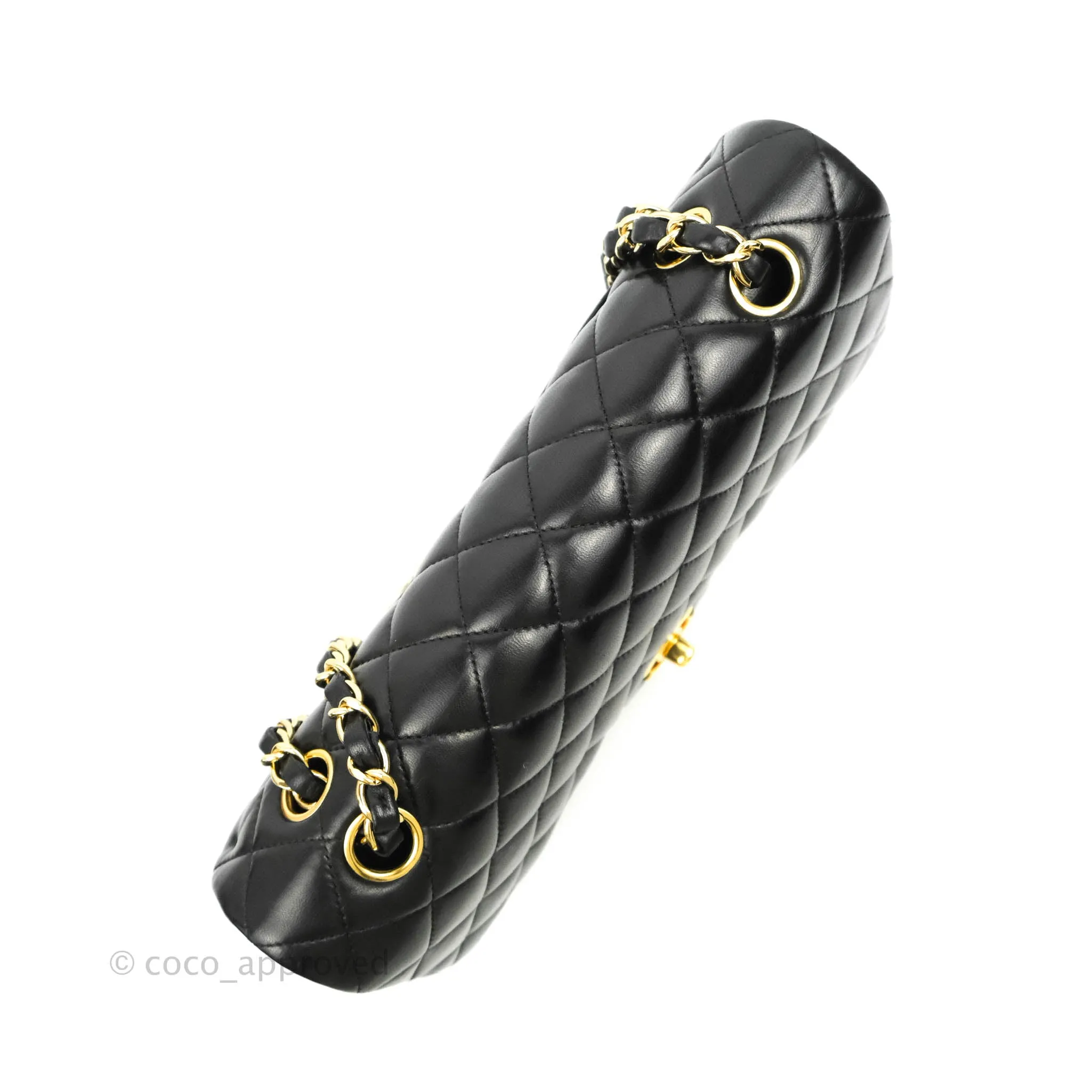 Chanel Classic M/L Flap Bag Black Lambskin Gold Hardware