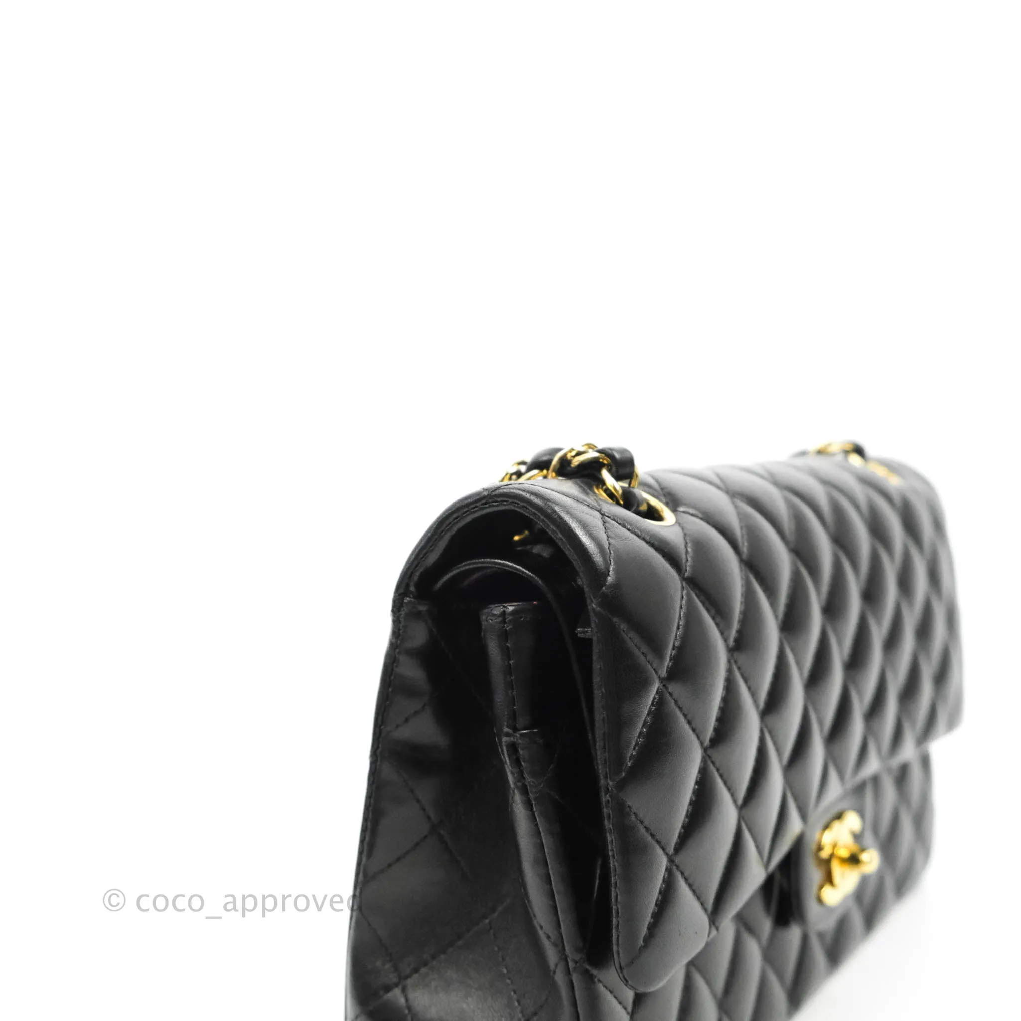 Chanel Classic M/L Flap Bag Black Lambskin Gold Hardware