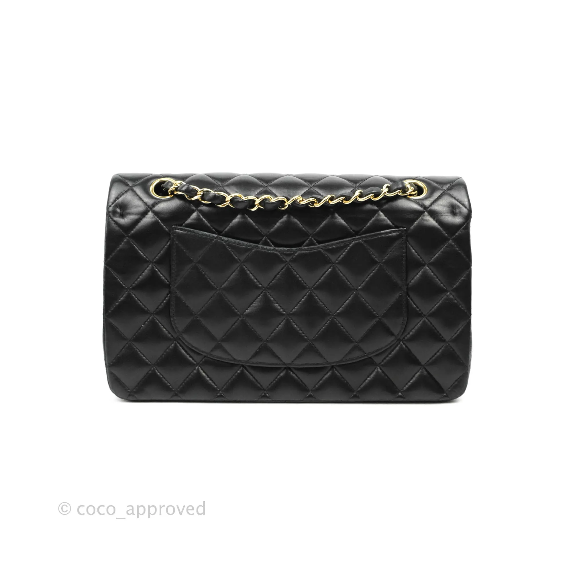 Chanel Classic M/L Flap Bag Black Lambskin Gold Hardware