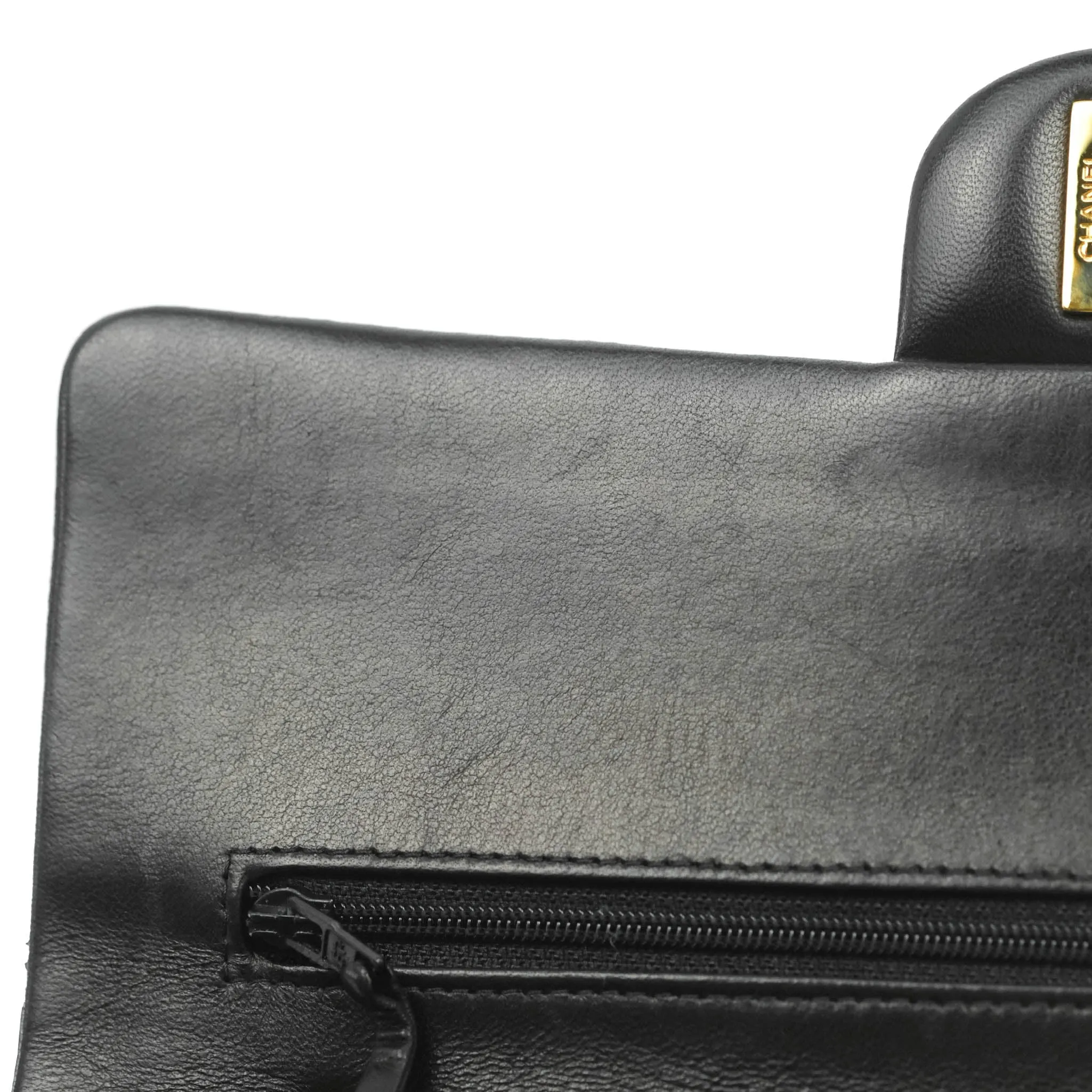 Chanel Classic M/L Flap Bag Black Lambskin Gold Hardware