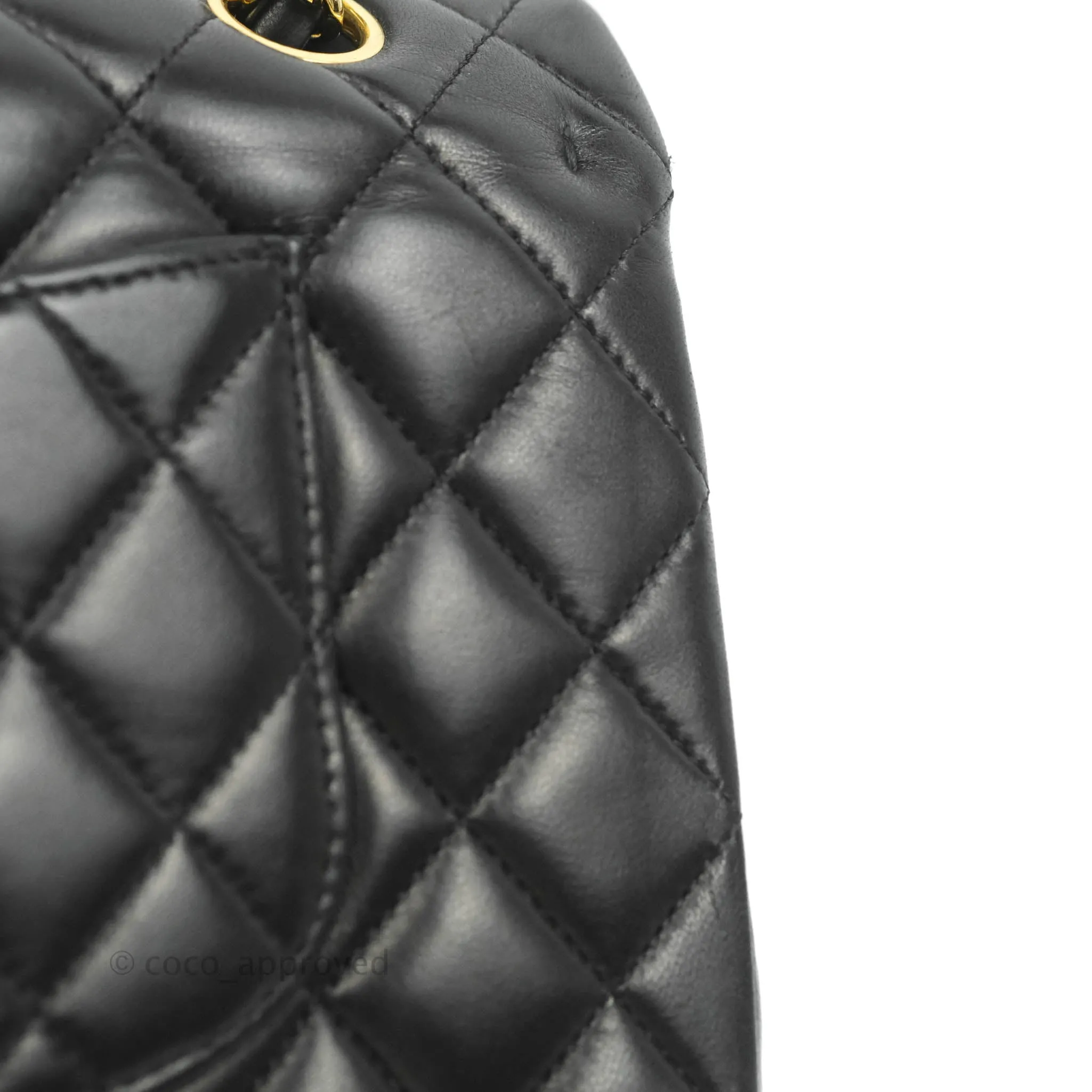 Chanel Classic M/L Flap Bag Black Lambskin Gold Hardware