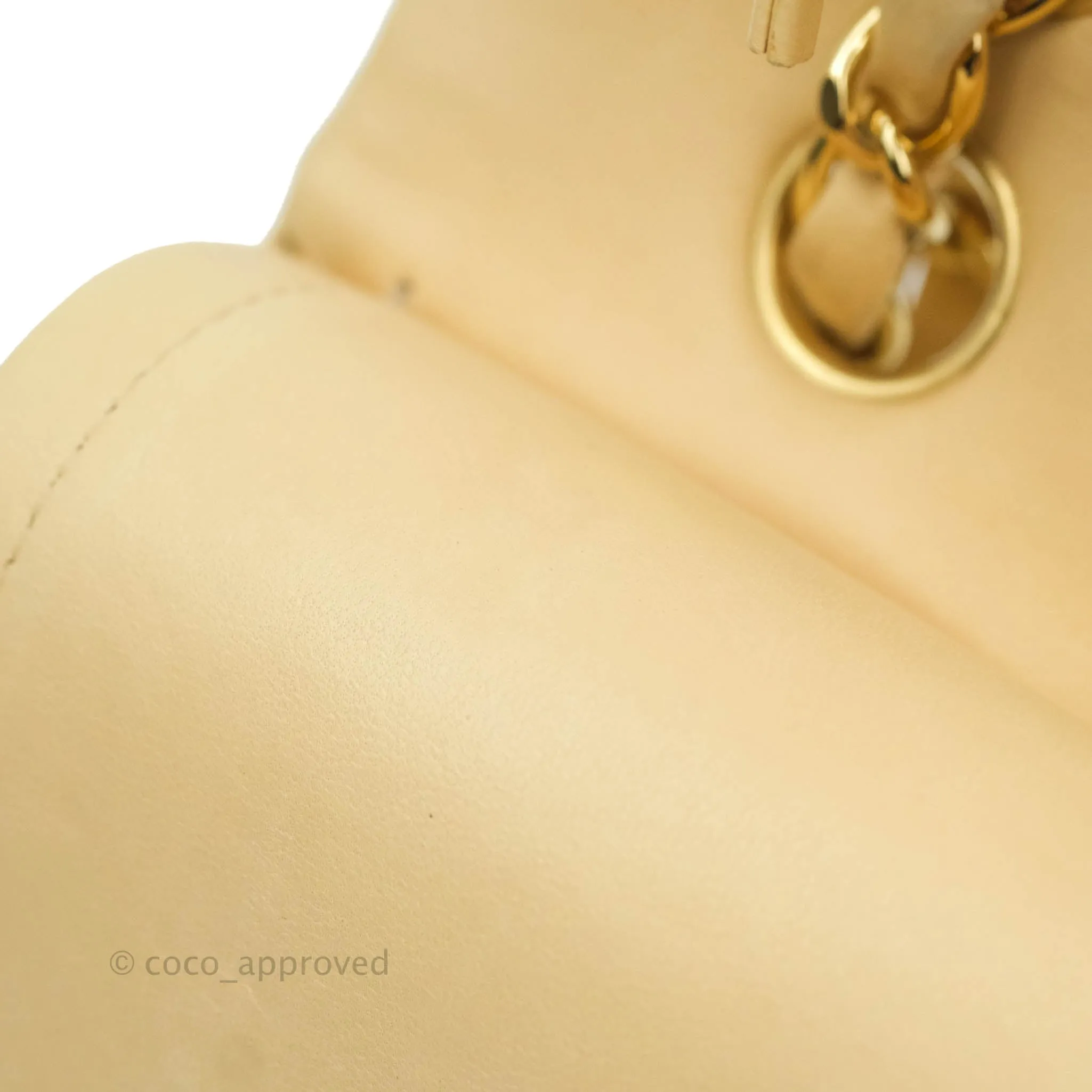 Chanel Classic M/L Medium Double Flap Beige Lambskin Gold Hardware Metal