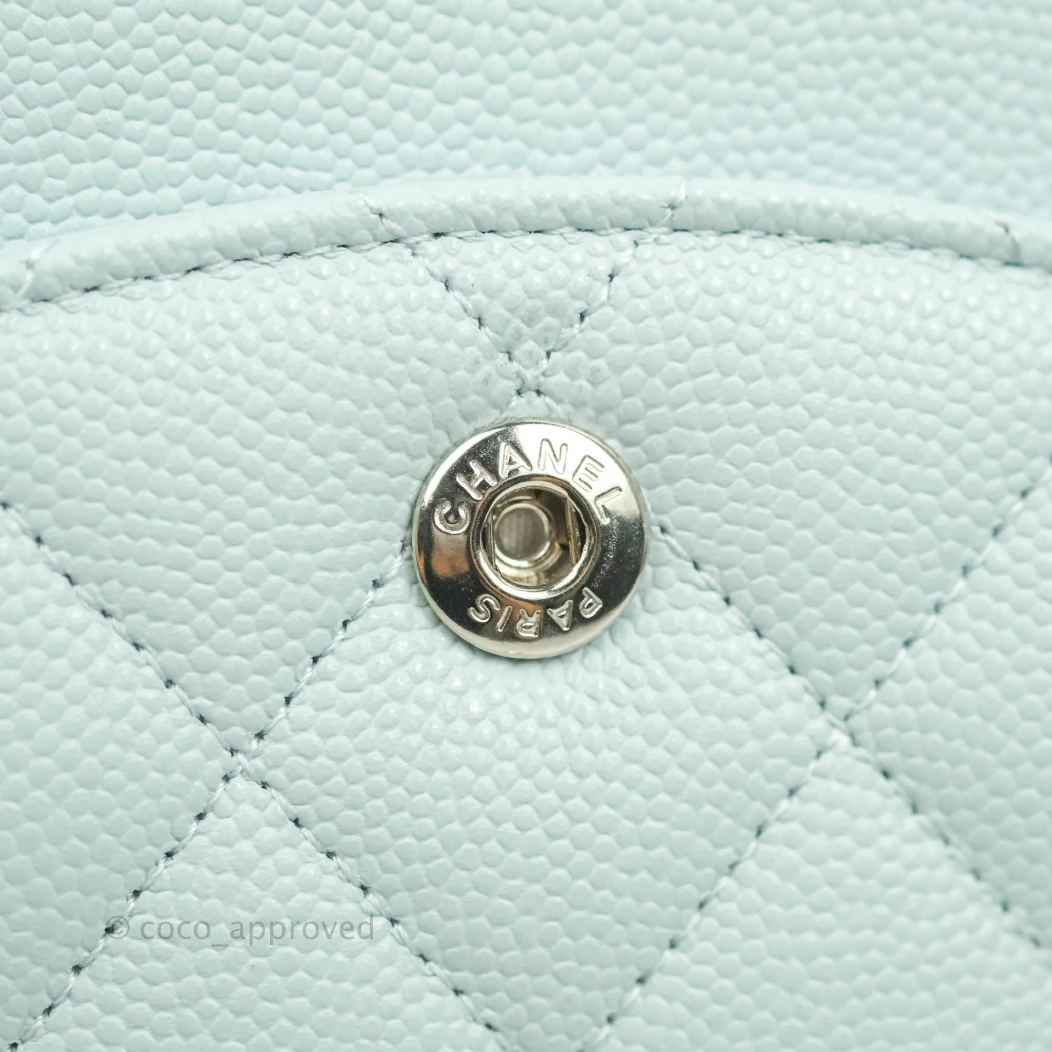Chanel Classic M/L Medium Double Flap Blue Caviar Silver Hardware 21K