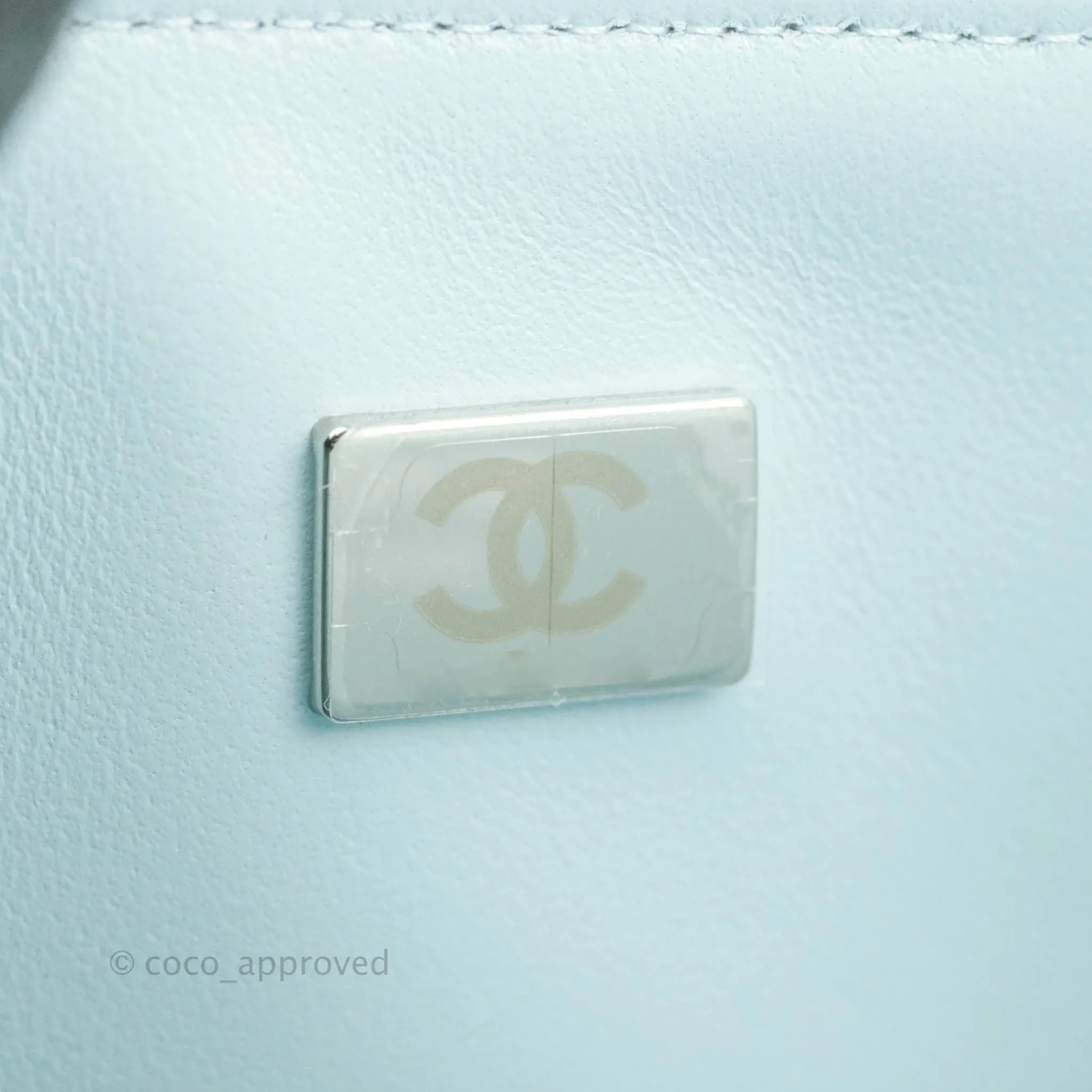 Chanel Classic M/L Medium Double Flap Blue Caviar Silver Hardware 21K