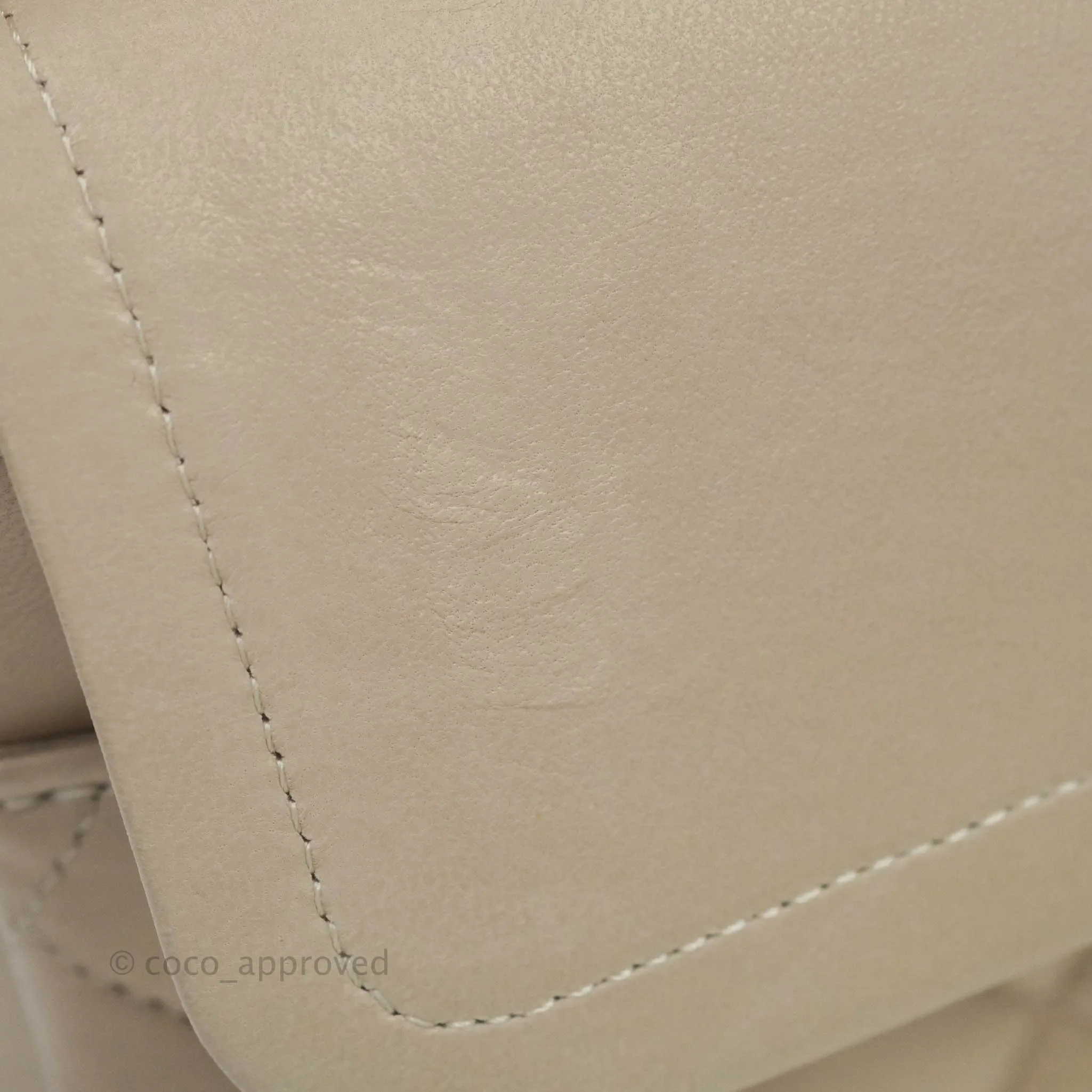 Chanel Classic M/L Medium Double Flap Cream Lambskin Silver Hardware