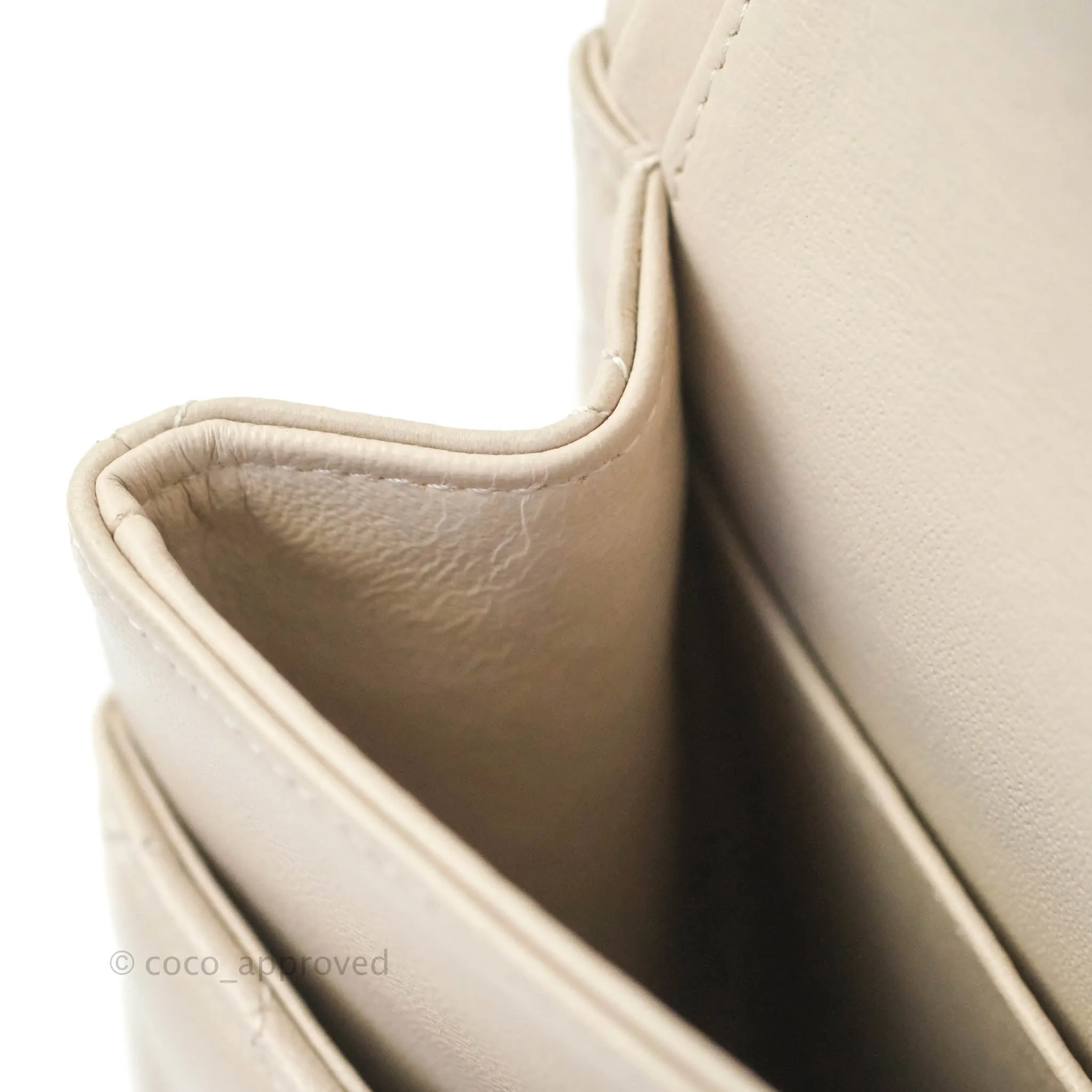 Chanel Classic M/L Medium Double Flap Cream Lambskin Silver Hardware
