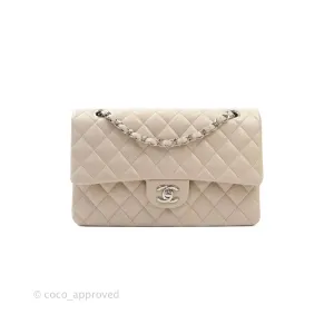 Chanel Classic M/L Medium Double Flap Cream Lambskin Silver Hardware
