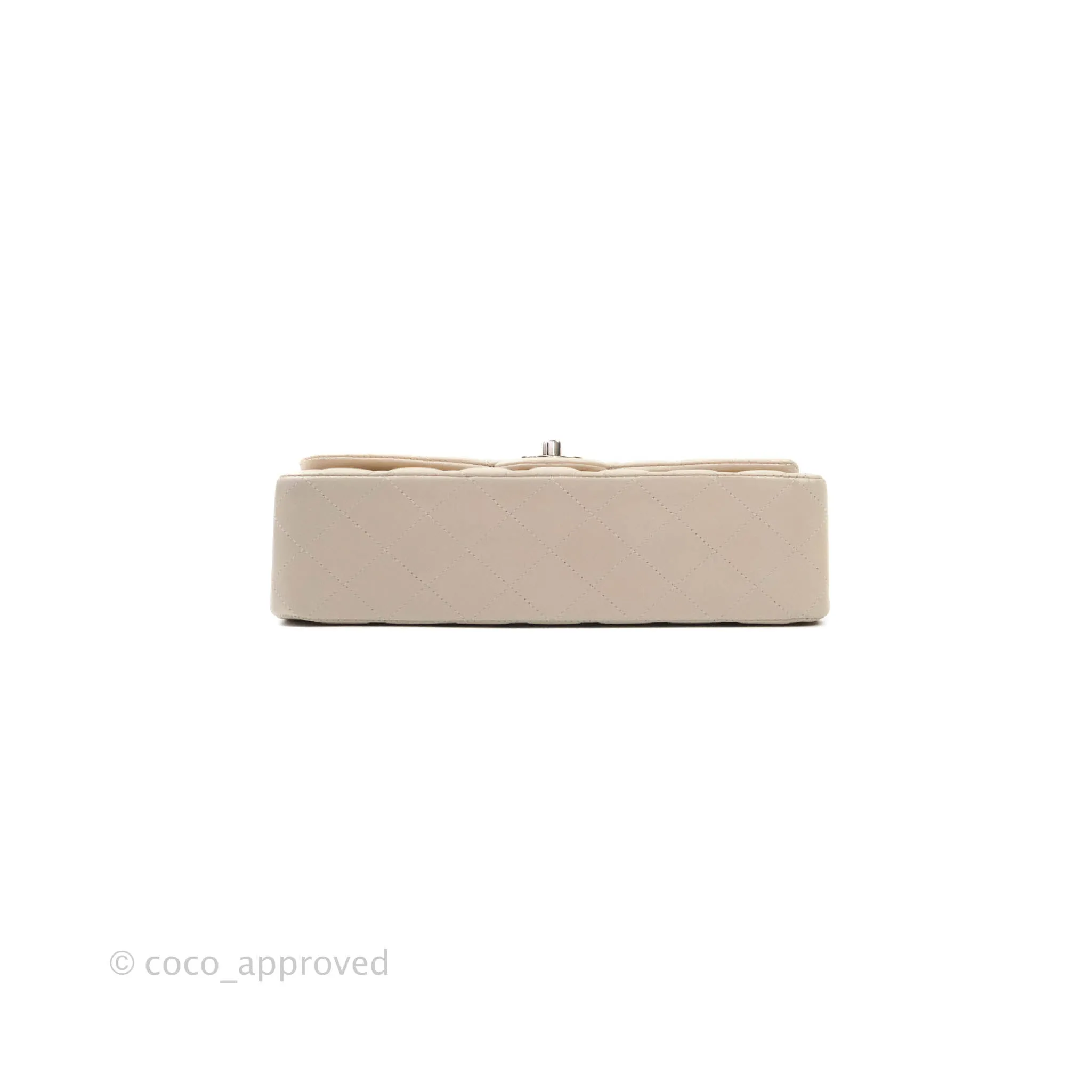 Chanel Classic M/L Medium Double Flap Cream Lambskin Silver Hardware