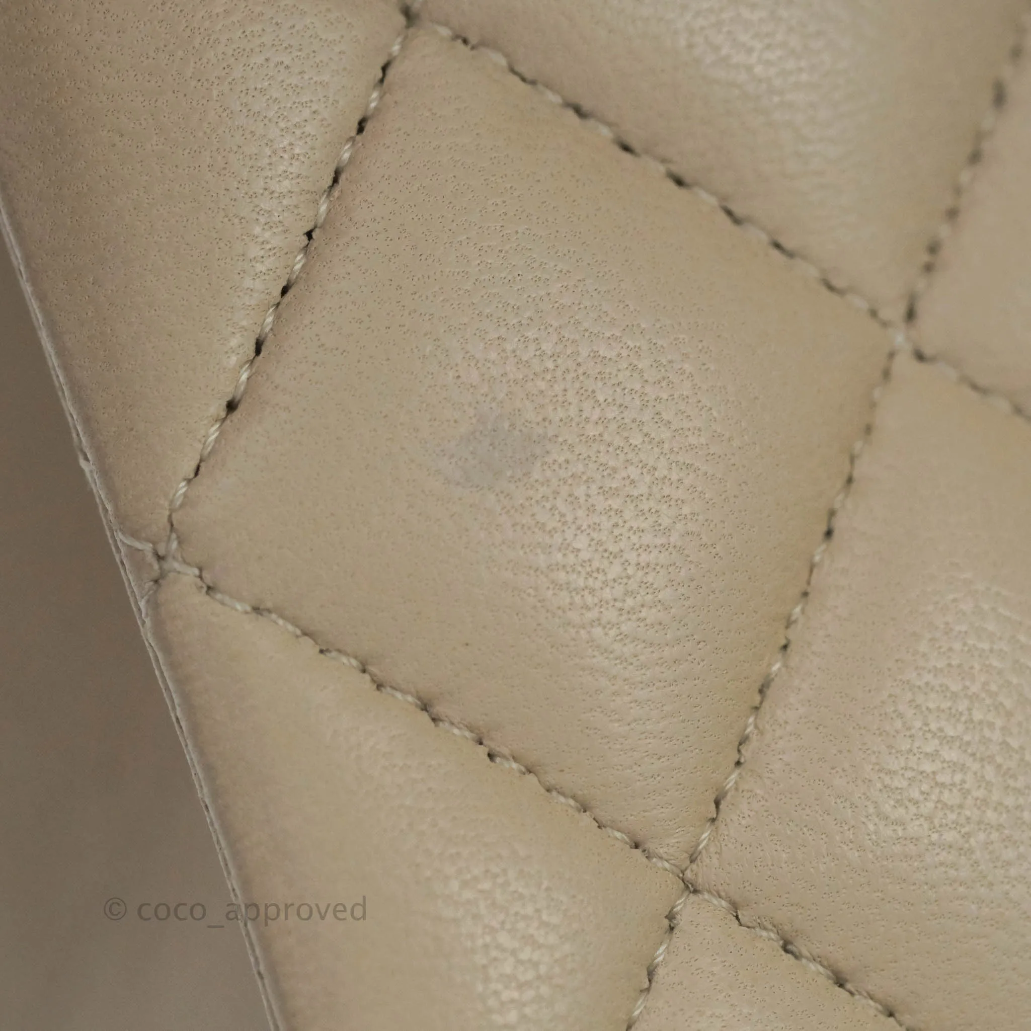 Chanel Classic M/L Medium Double Flap Cream Lambskin Silver Hardware