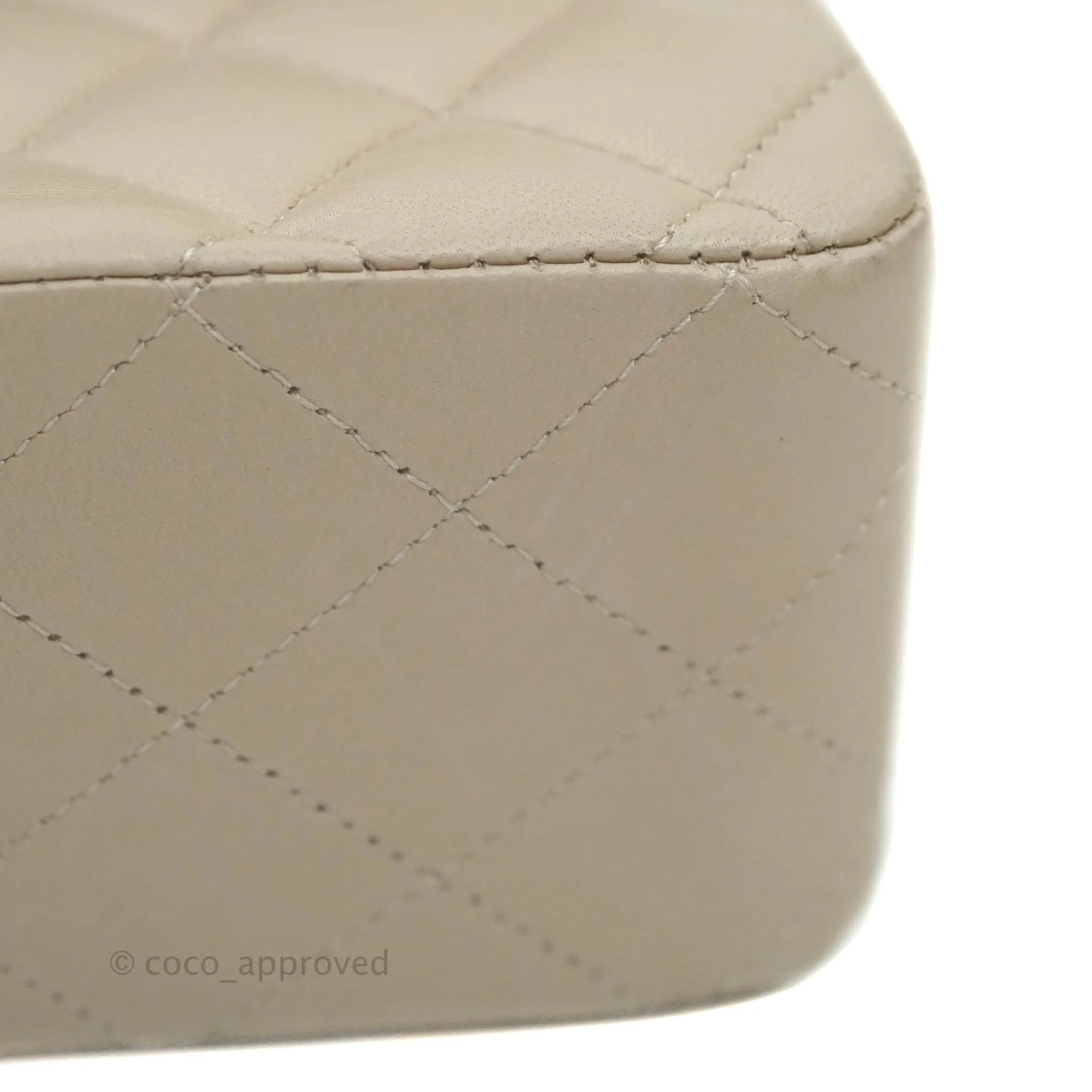 Chanel Classic M/L Medium Double Flap Cream Lambskin Silver Hardware