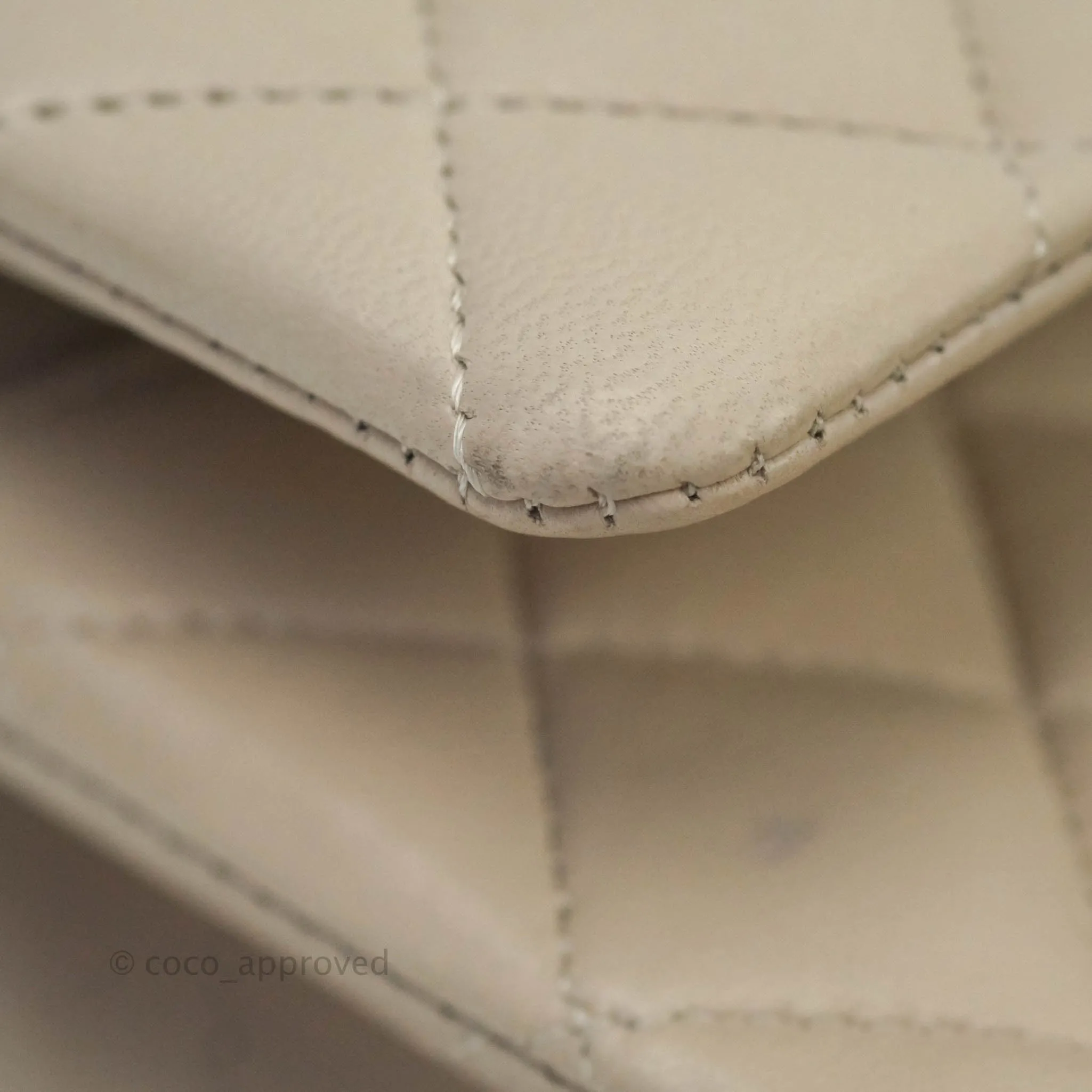 Chanel Classic M/L Medium Double Flap Cream Lambskin Silver Hardware