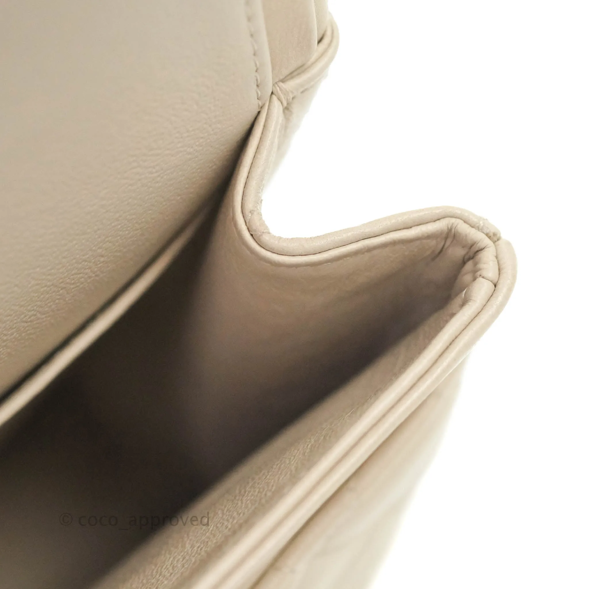 Chanel Classic M/L Medium Double Flap Cream Lambskin Silver Hardware