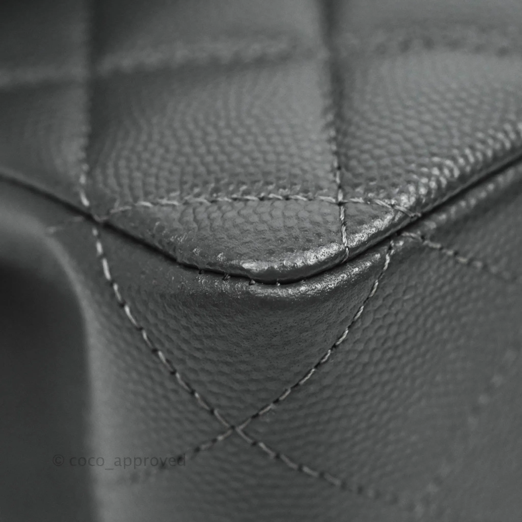Chanel Classic M/L Medium Double Flap Dark Grey Caviar Gold Hardware