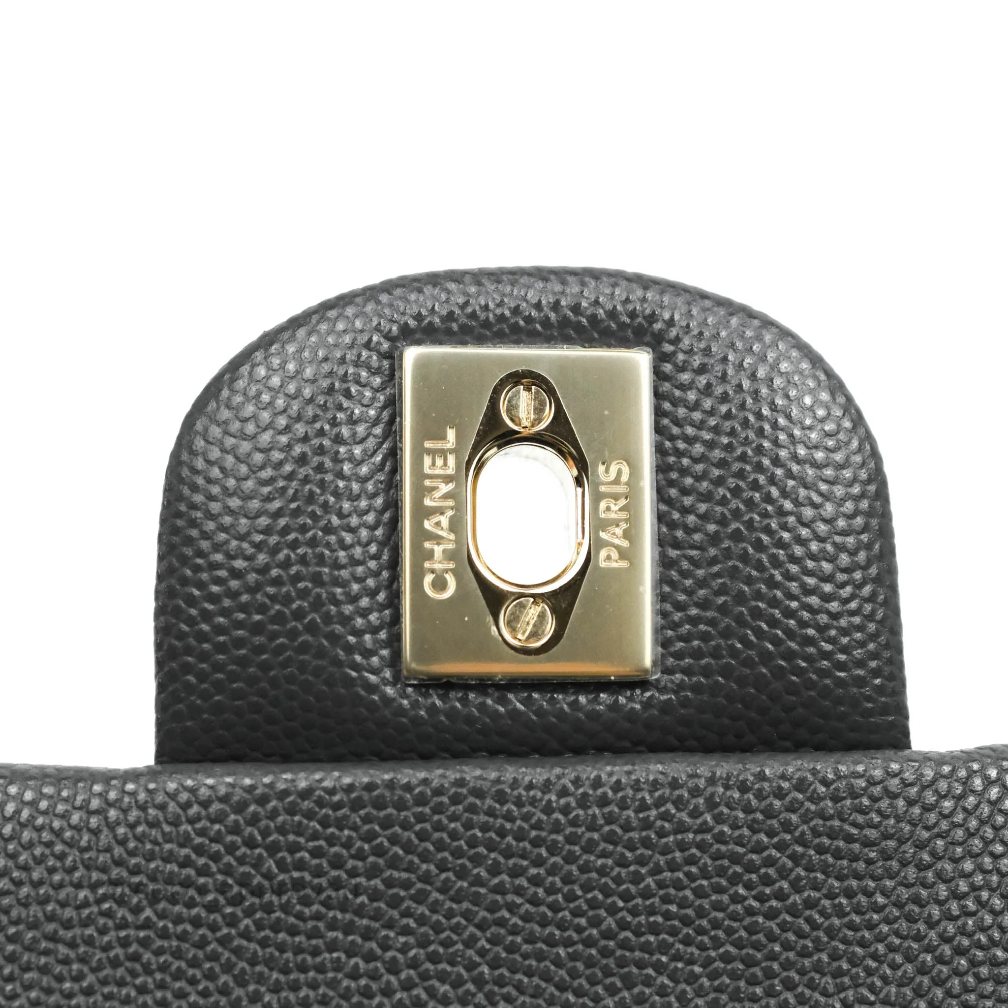Chanel Classic M/L Medium Double Flap Dark Grey Caviar Gold Hardware