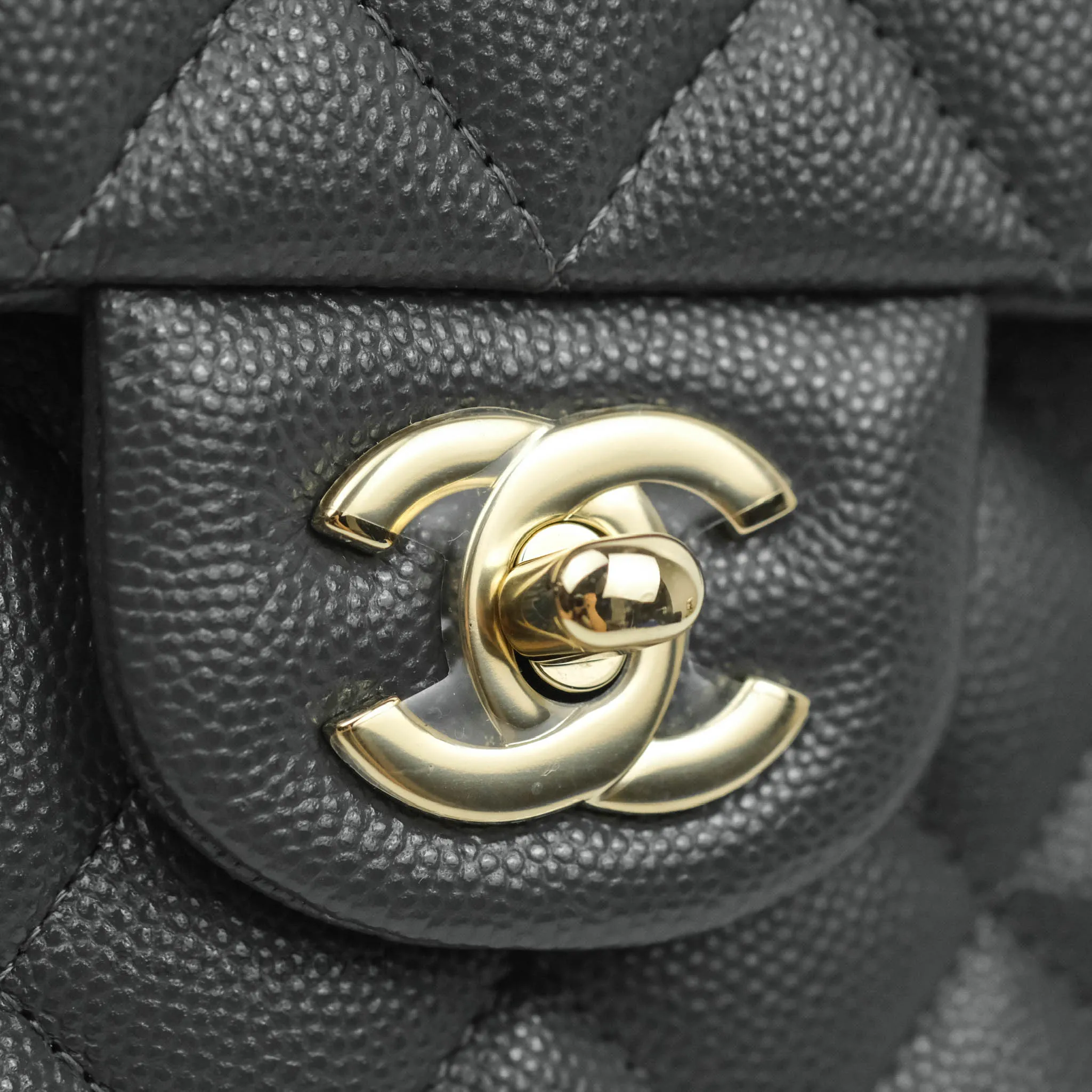 Chanel Classic M/L Medium Double Flap Dark Grey Caviar Gold Hardware