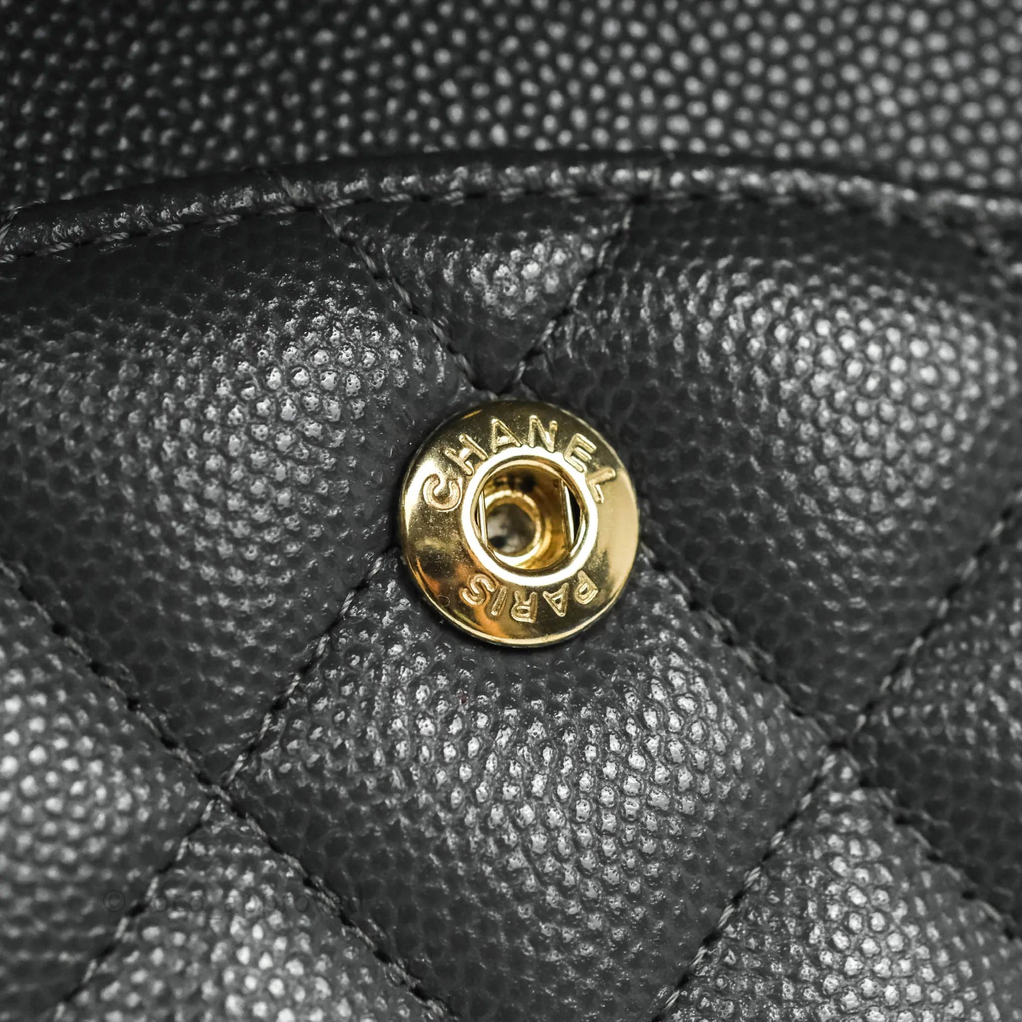 Chanel Classic M/L Medium Double Flap Dark Grey Caviar Gold Hardware