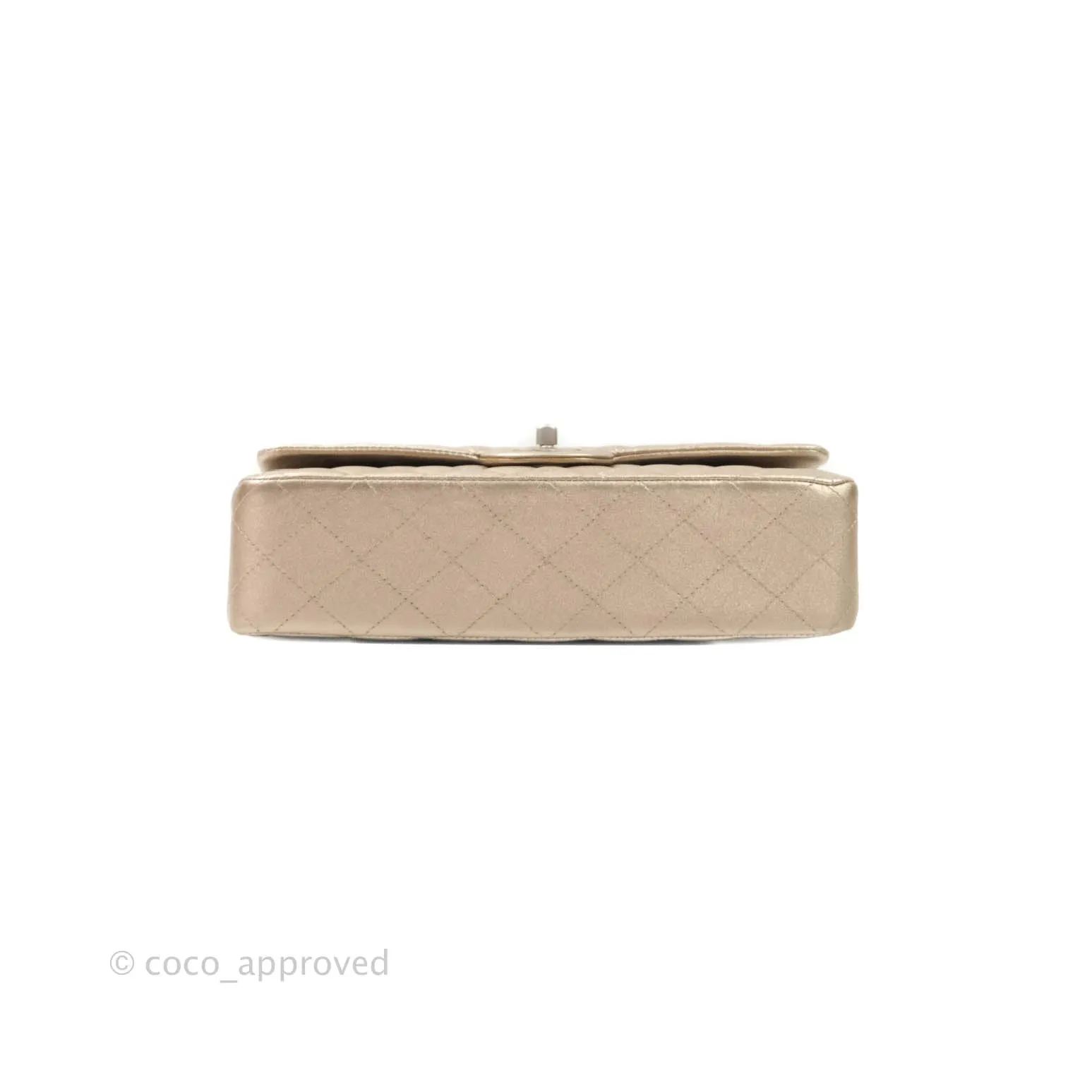 Chanel Classic M/L Medium Double Flap Metallic Bronze Lambskin Matte Silver Hardware