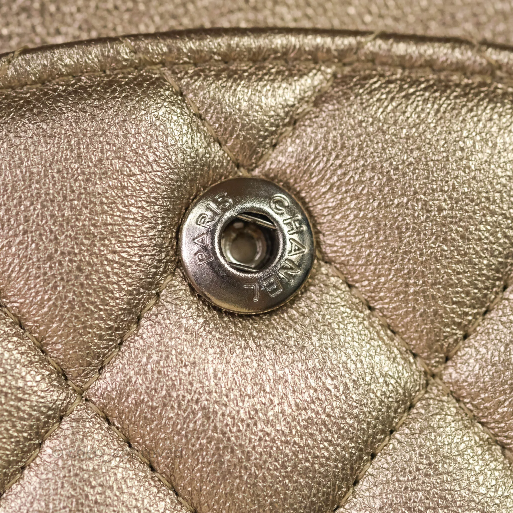 Chanel Classic M/L Medium Double Flap Metallic Bronze Lambskin Matte Silver Hardware