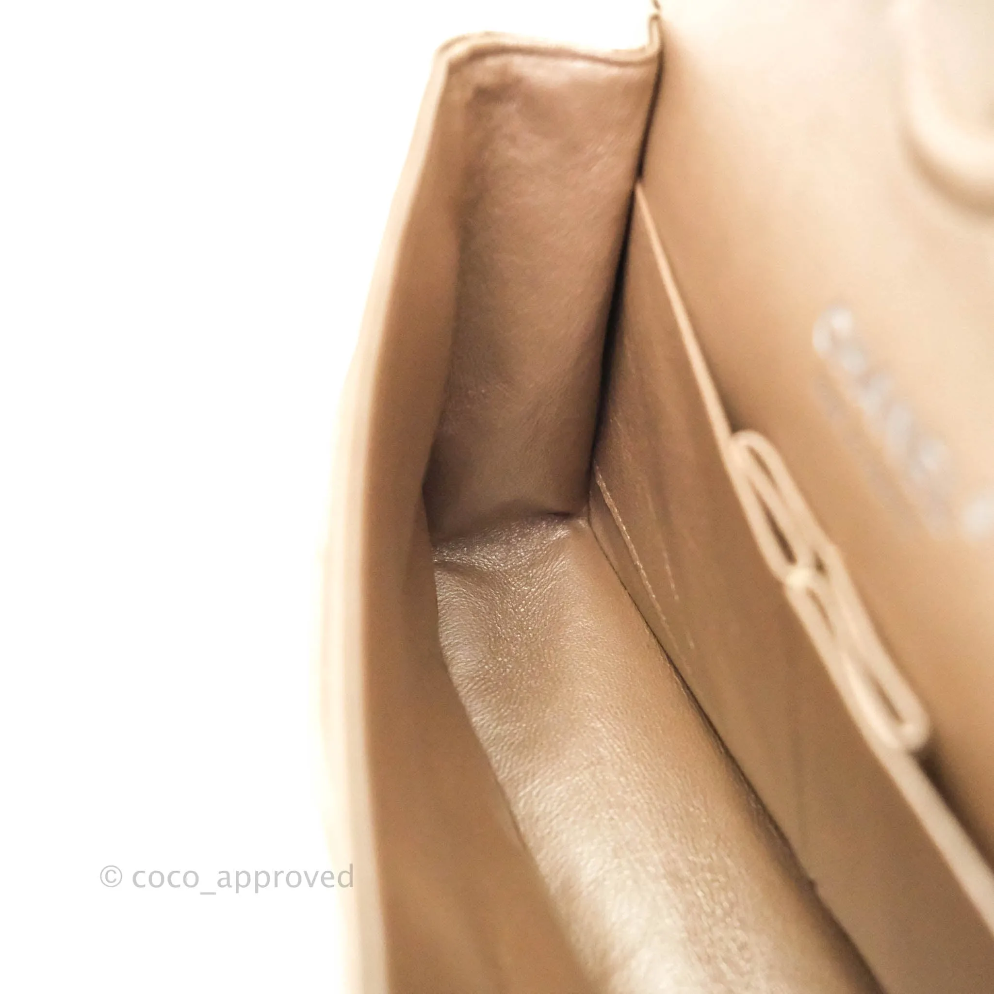 Chanel Classic M/L Medium Double Flap Metallic Bronze Lambskin Matte Silver Hardware