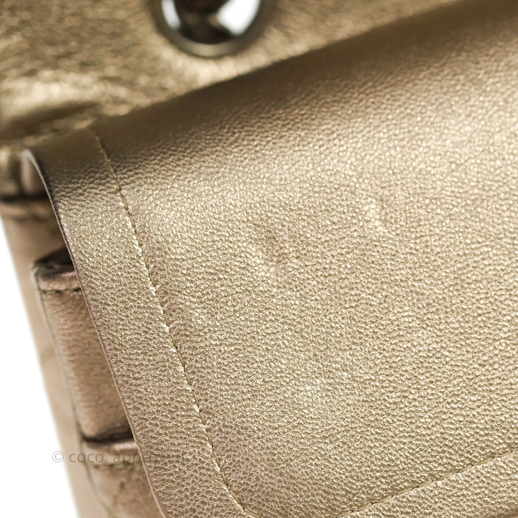 Chanel Classic M/L Medium Double Flap Metallic Bronze Lambskin Matte Silver Hardware