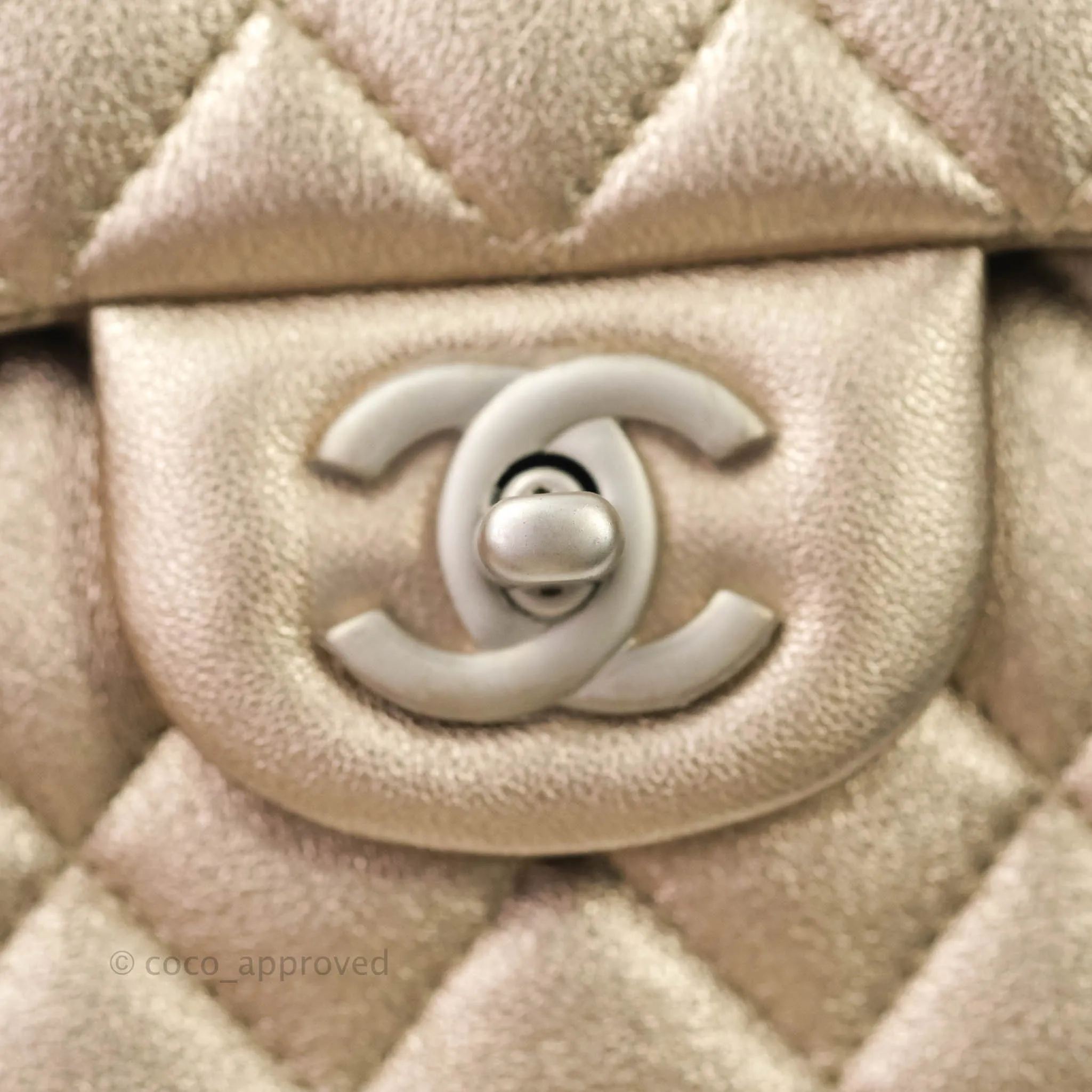 Chanel Classic M/L Medium Double Flap Metallic Bronze Lambskin Matte Silver Hardware