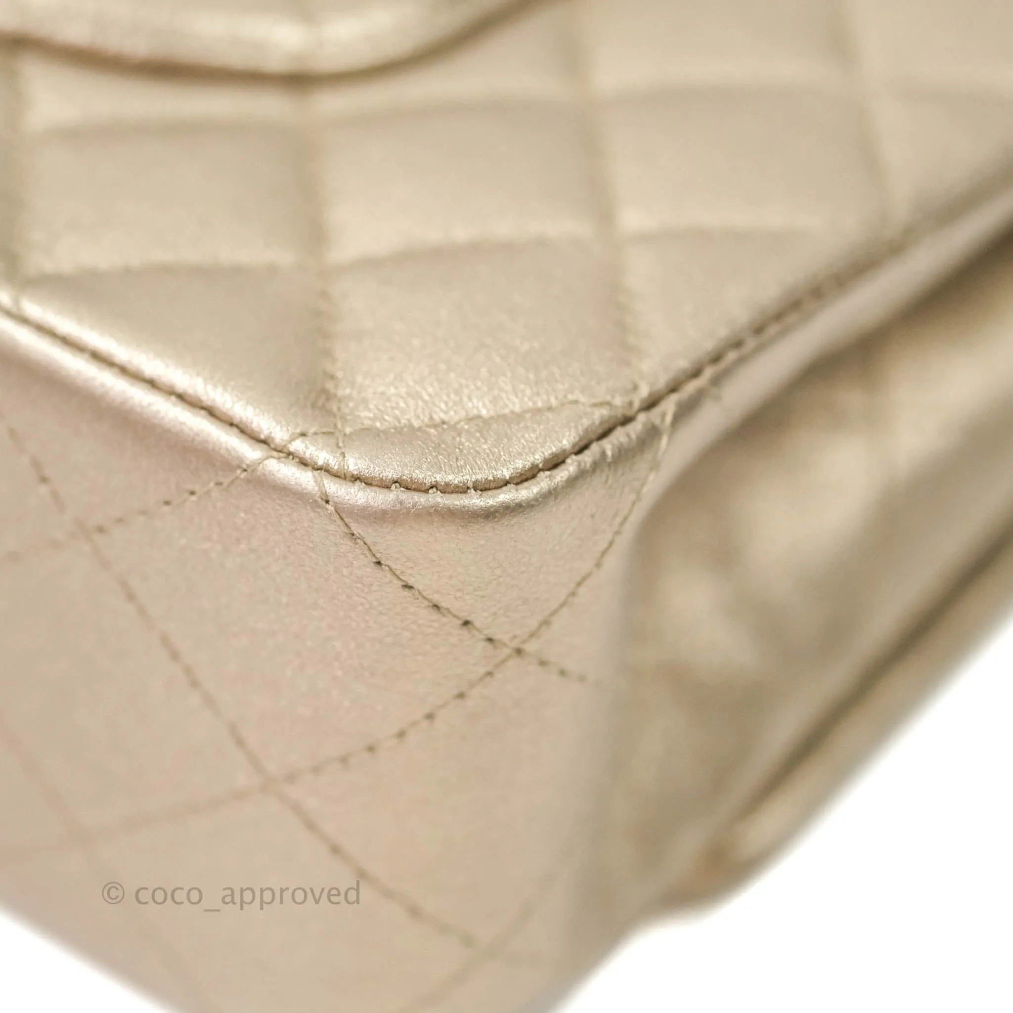 Chanel Classic M/L Medium Double Flap Metallic Bronze Lambskin Matte Silver Hardware